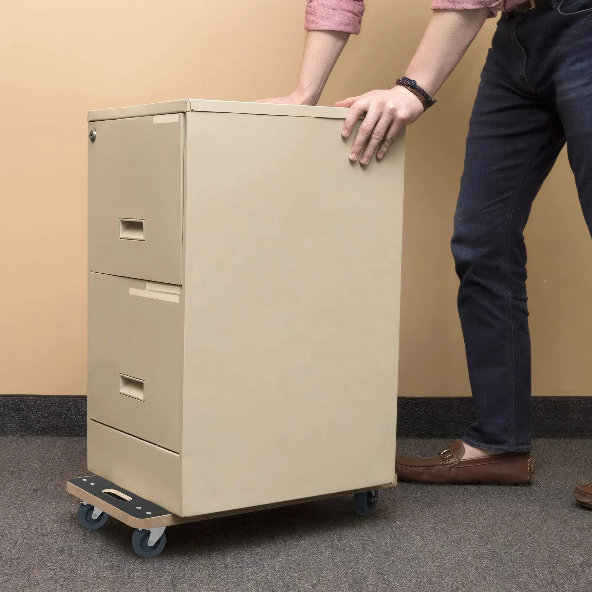 AufuN 1x wózek transportowy na kółkach 60x40x14,5 cm z hamulcem, wózek transportowy do mebli z pomocą przy przeprowadzce, do transportu mebli o udźwigu do 200 kg, wytrzymały i bezpieczny