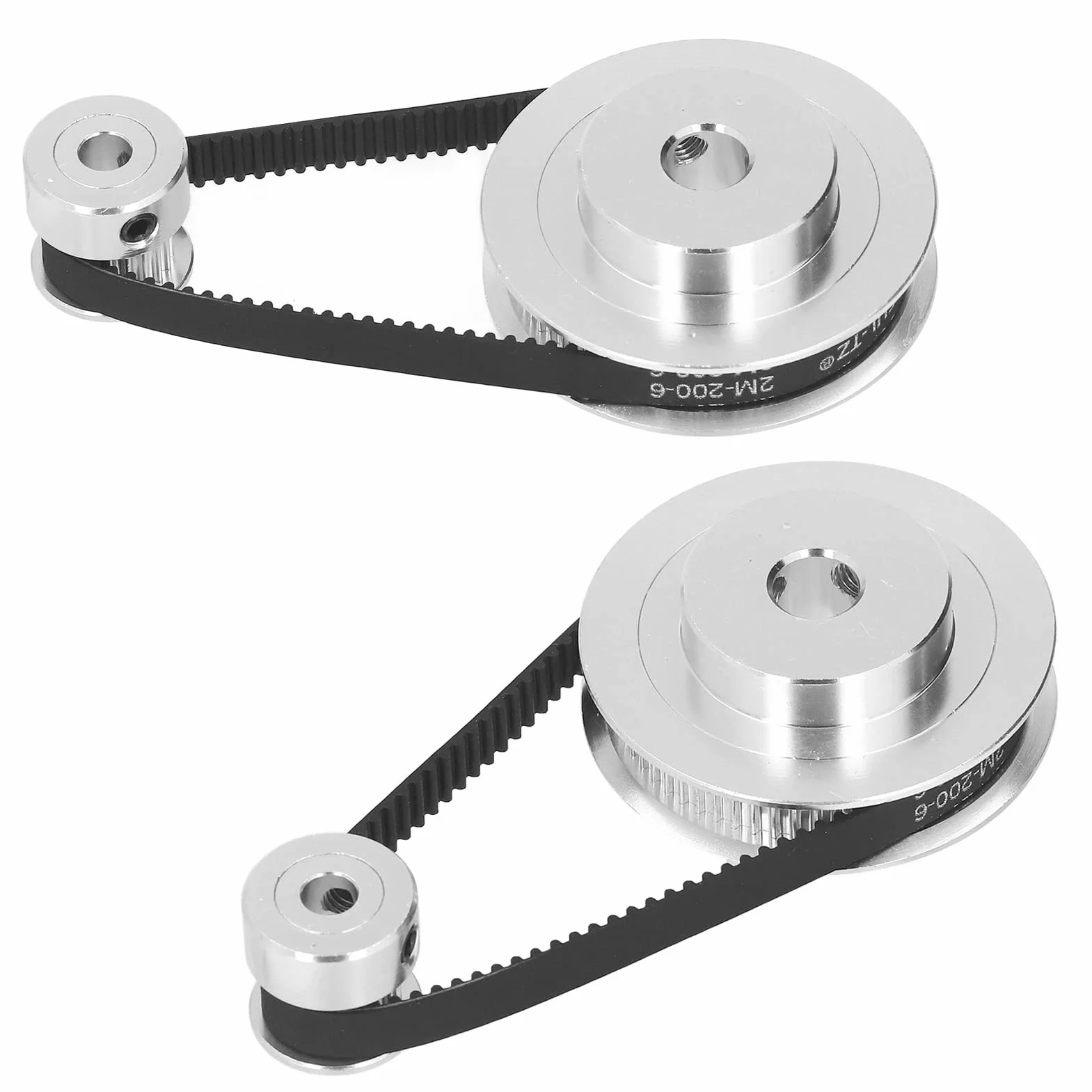 2-pakowe Koło Synchroniczne - Elastyczny, Zamknięty Pasek Rozrządu 20T 60T, Koło Rozrządu ze Stopu Aluminium Długość 200mm, Szerokość 6mm(20t 5mm (0,2 cala) plus 60t 8mm (0,31 cala))