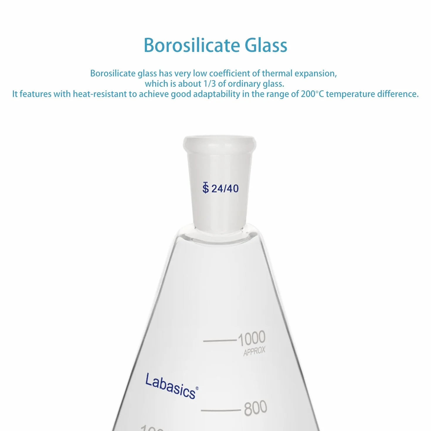 Labasics Kolba Erlenmeyera 1000 ml Szkło Borokrzemianowe 24/40 Standard Taper