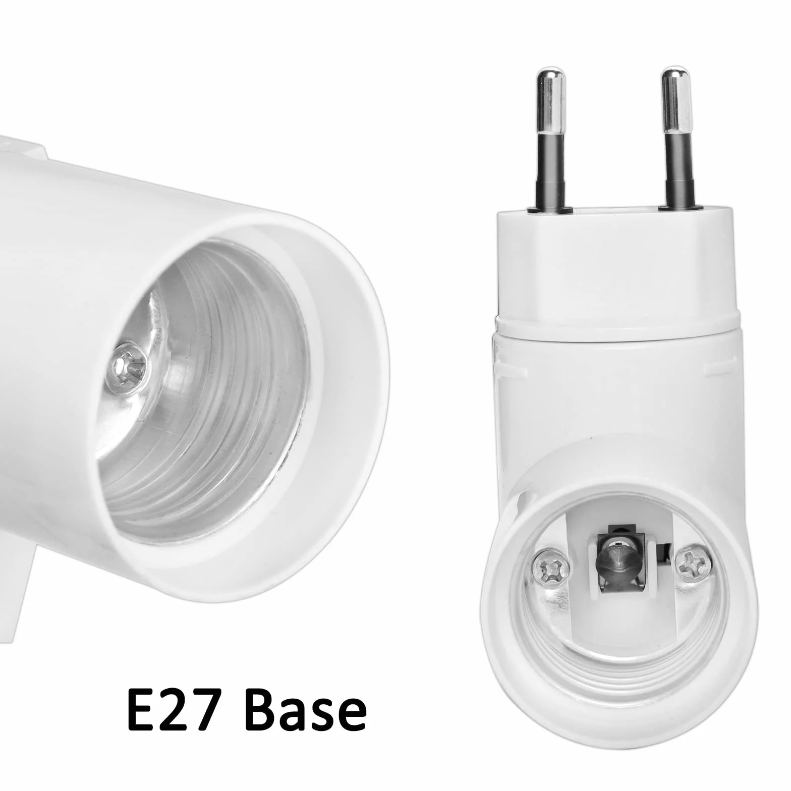 Akynite Oprawka E27 z Przełącznikiem do Żarówek LED - Bez Kabla, AC 230V, Krótka do Kuchni, Ścienna, Garaż, Adapter E27, 4 Sztuki
