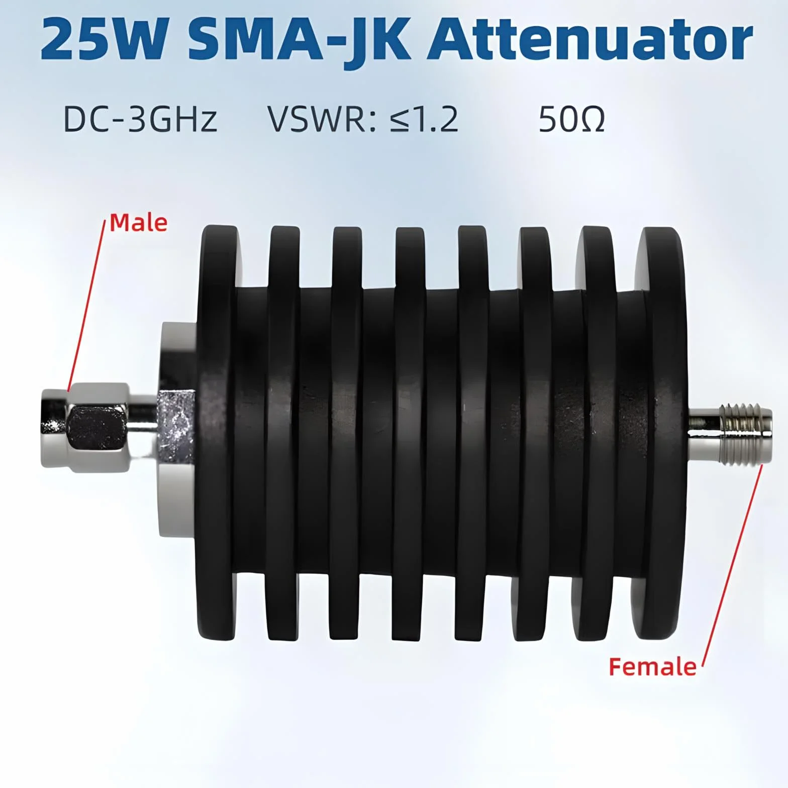 BECEN Stały tłumik 25 W SMA - Złącze SMA 25 W Tłumik 3 Ghz 50 Ohm (25W SMA 40DB)