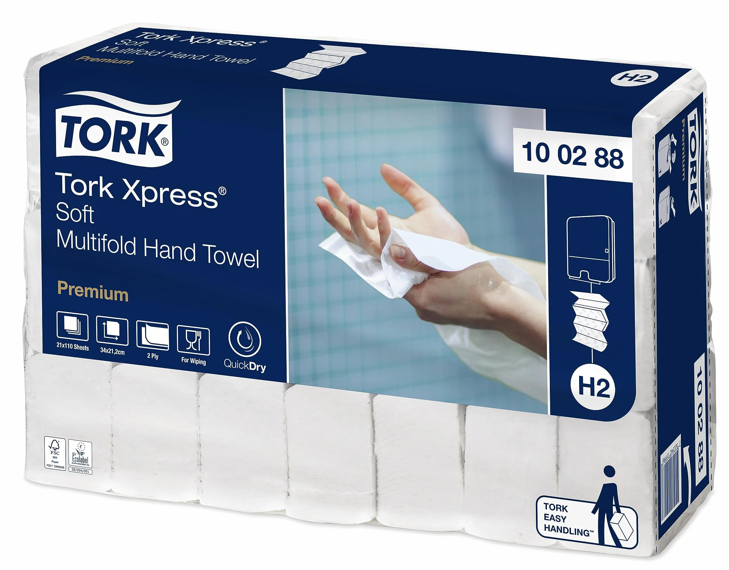 Tork Xpress miękkie ręczniki Multifold H2 białe 2-warstwowe QuickDry 21x110 odcinków