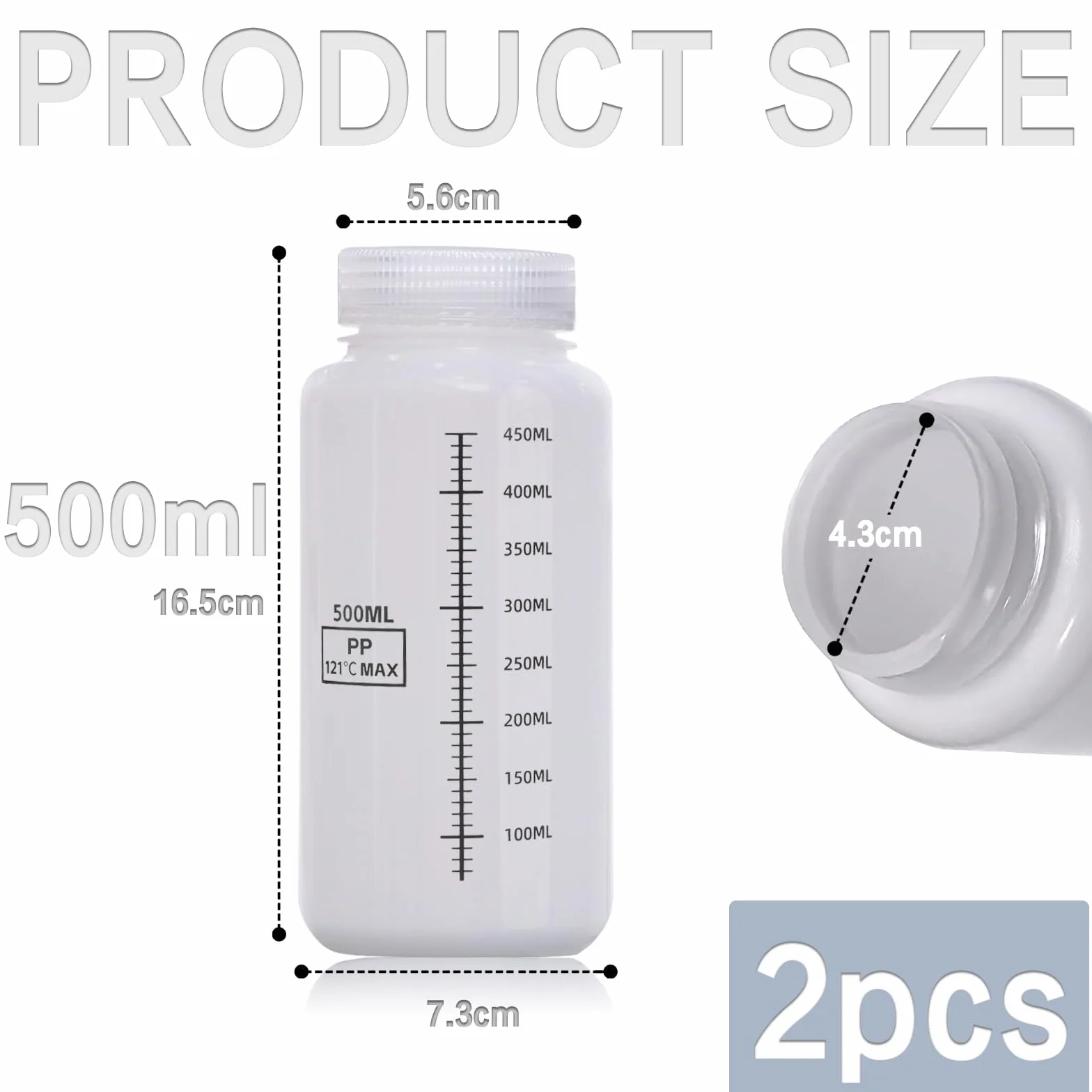 Butelki laboratoryjne HDPE 500 ml z szeroką szyjką, szczelne, plastikowe