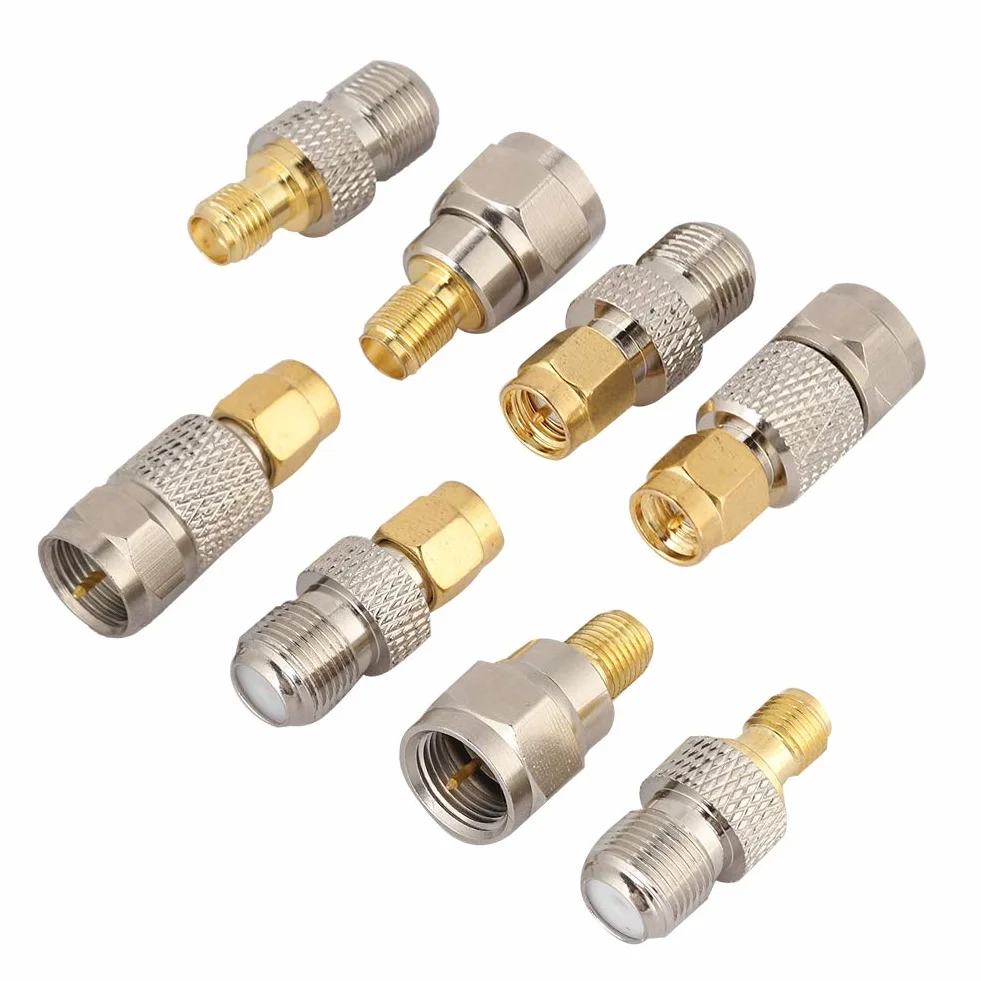 Adapter konwertera F na SMA, 4-częściowy przenośny mosiądzowy złącze antenowe Cuifati