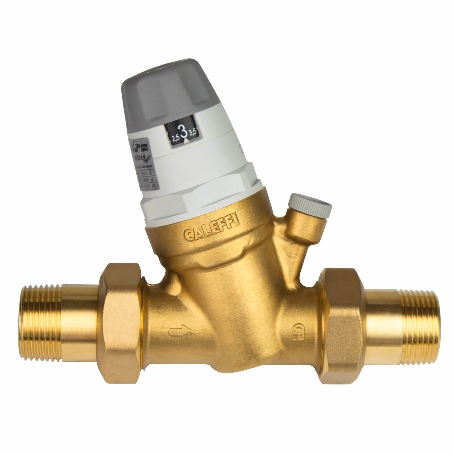 Caleffi Reduktor ciśnienia wody 3/4 cala DN20 reduktor ciśnienia wody z wymiennym wkładem i manometrem, zawór redukcyjny ciśnienia, regulator ciśnienia 535051