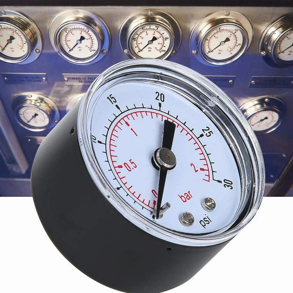Mechanisches Manometer, 1/8 Zoll BSPT Axialmanometer für Luft, Öl und Wasser(0-30psi,0-2bar)