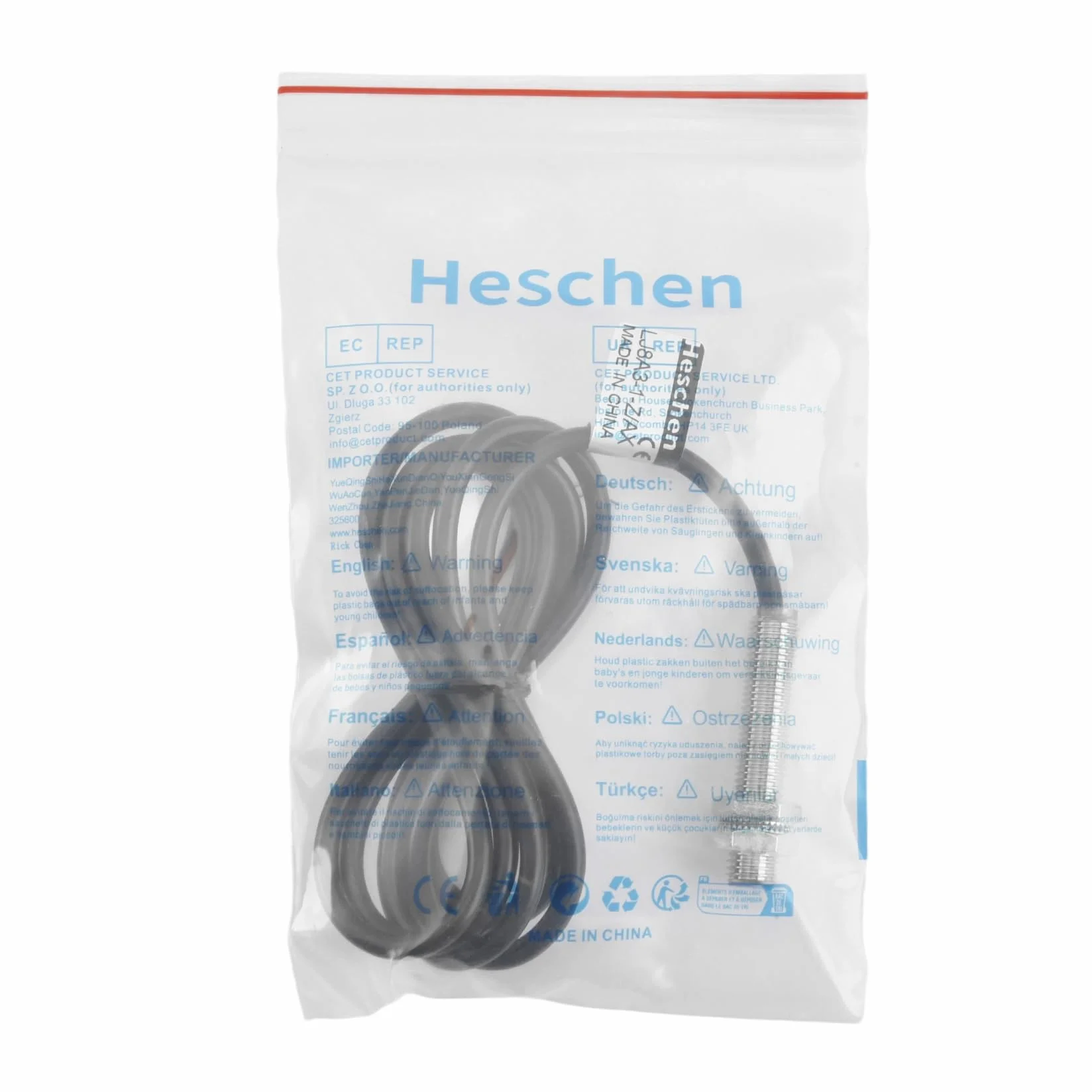 Heschen M8 Indukcyjny czujnik zbliżeniowy LJ8A3-1-Z/BX-DC5V 1mm 5VDC 200mA NPN NO 3-przewodowy
