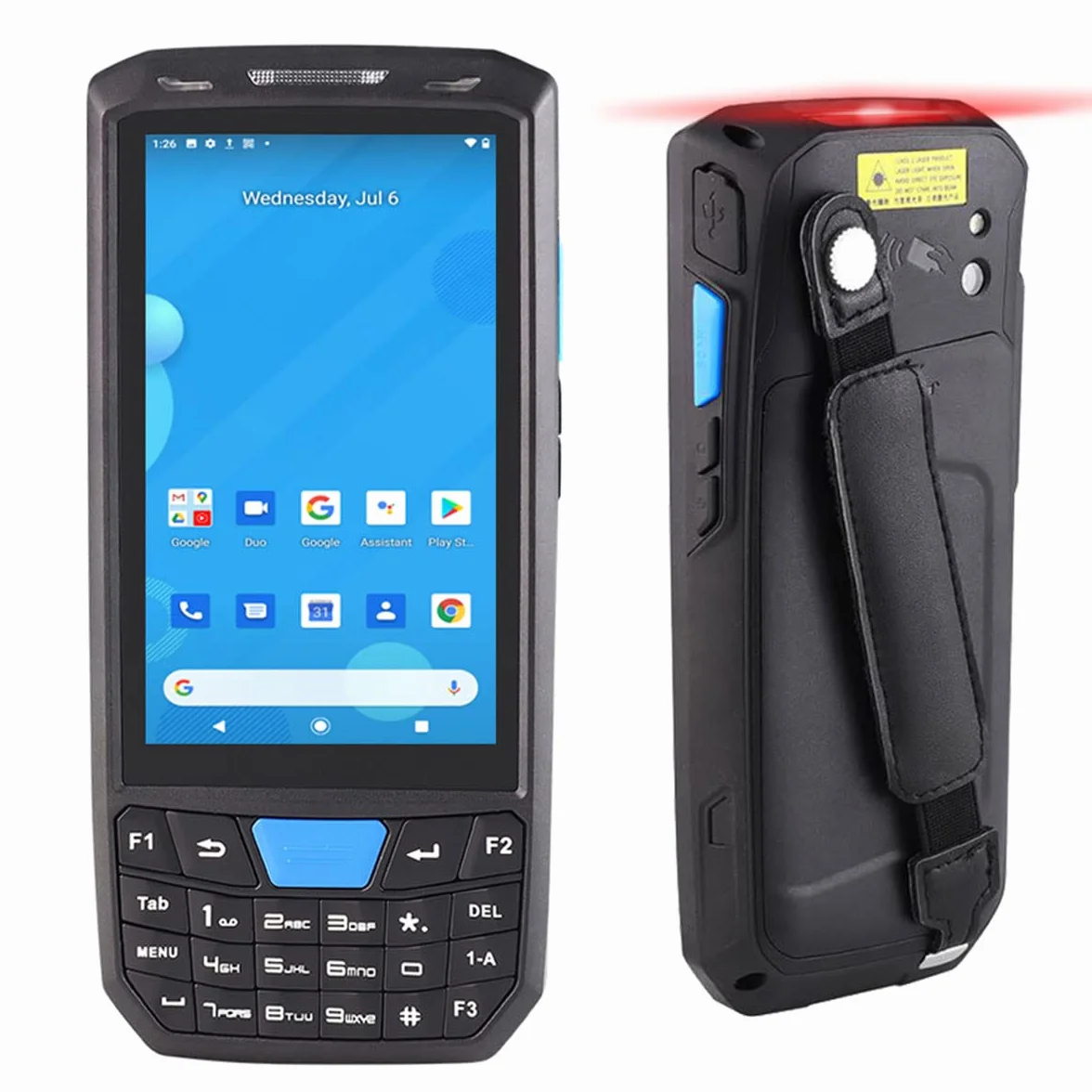 Skaner kodów kreskowych Android 9.0 Mobilny komputer ze skanerem laserowym Honeywell 1D, 4,5-calowy ręczny wytrzymały PDA bezprzewodowy WiFi 4G LTE do dostawy magazynu i zarządzania zapasami