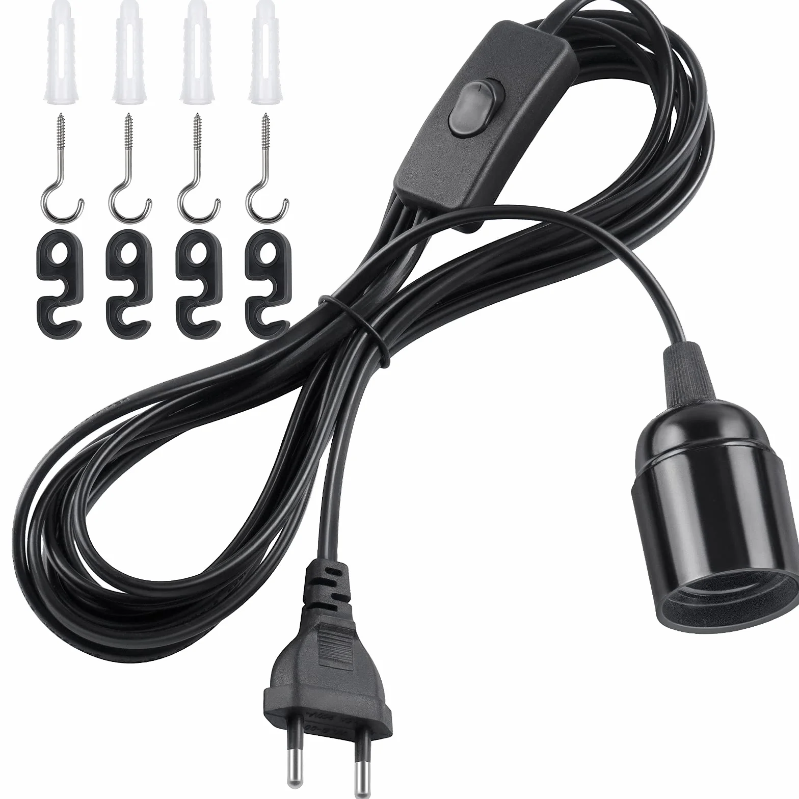 DiCUNO E27 oprawa lampy wiszącej z przełącznikiem i kablem 4 m