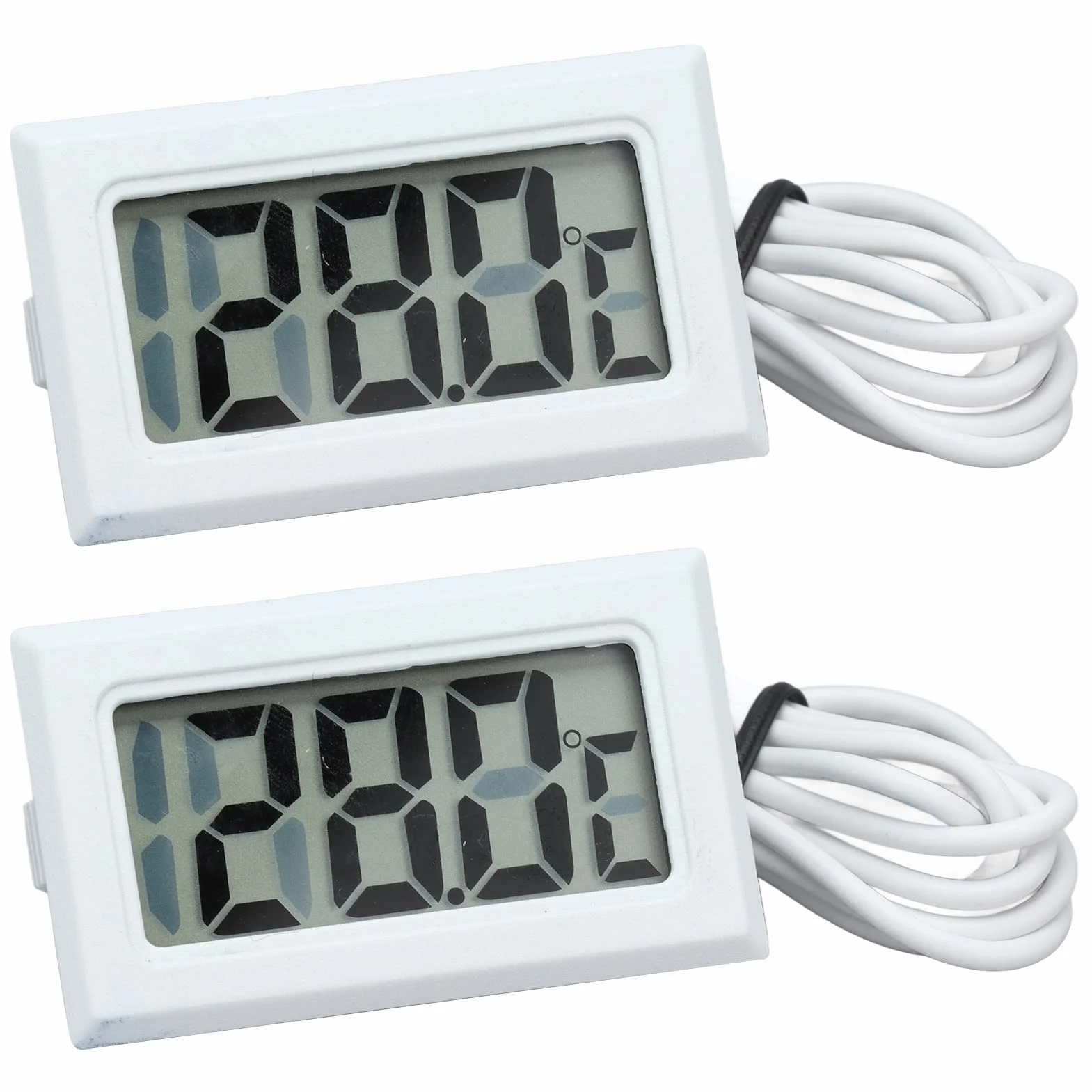 2 szt. Elektroniczny Miernik Temperatury 2s odśwież Cyfrowy Termometr LCD Termometr do Lodówki Monitor Termostat z sondą (biały*2)