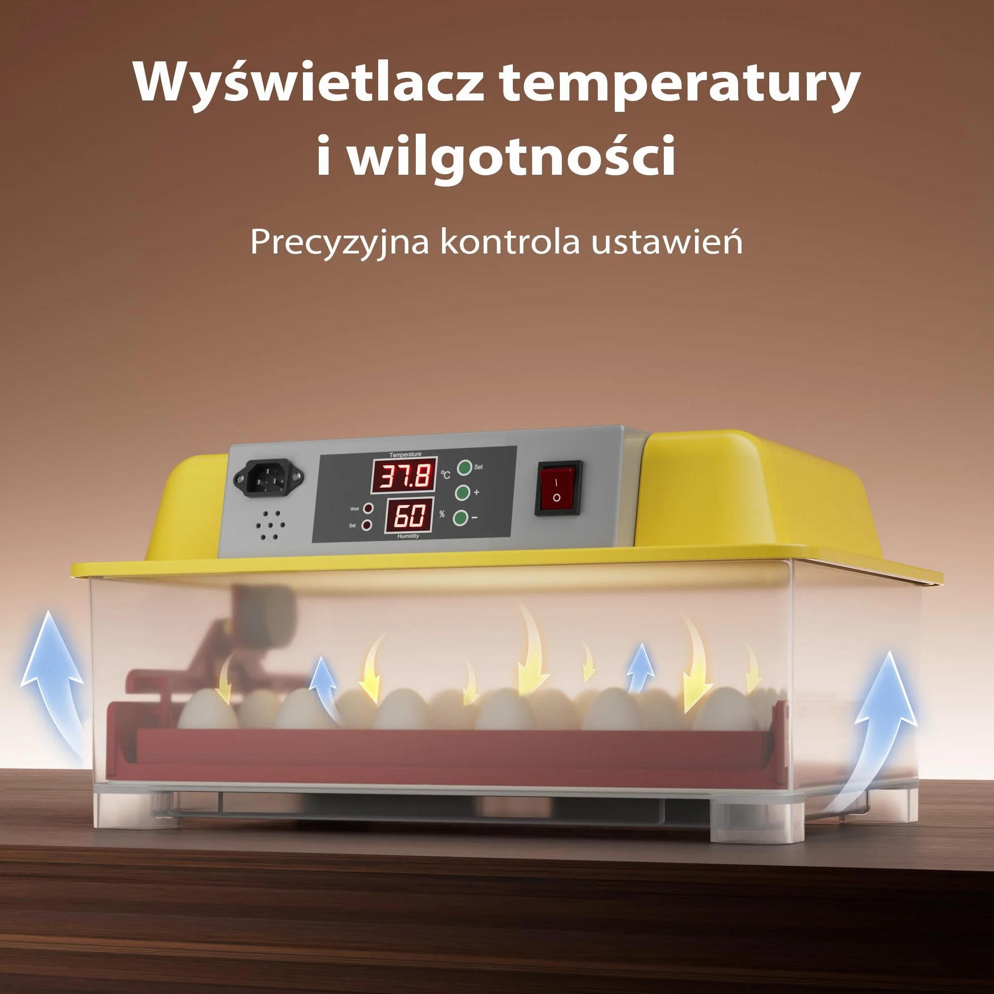 Wiltec Automatyczny inkubator dla 24 jaj, klujnik, wylęgarka z systemem obracania, precyzyjną regulacją temperatury i wilgotności do hodowli domowej