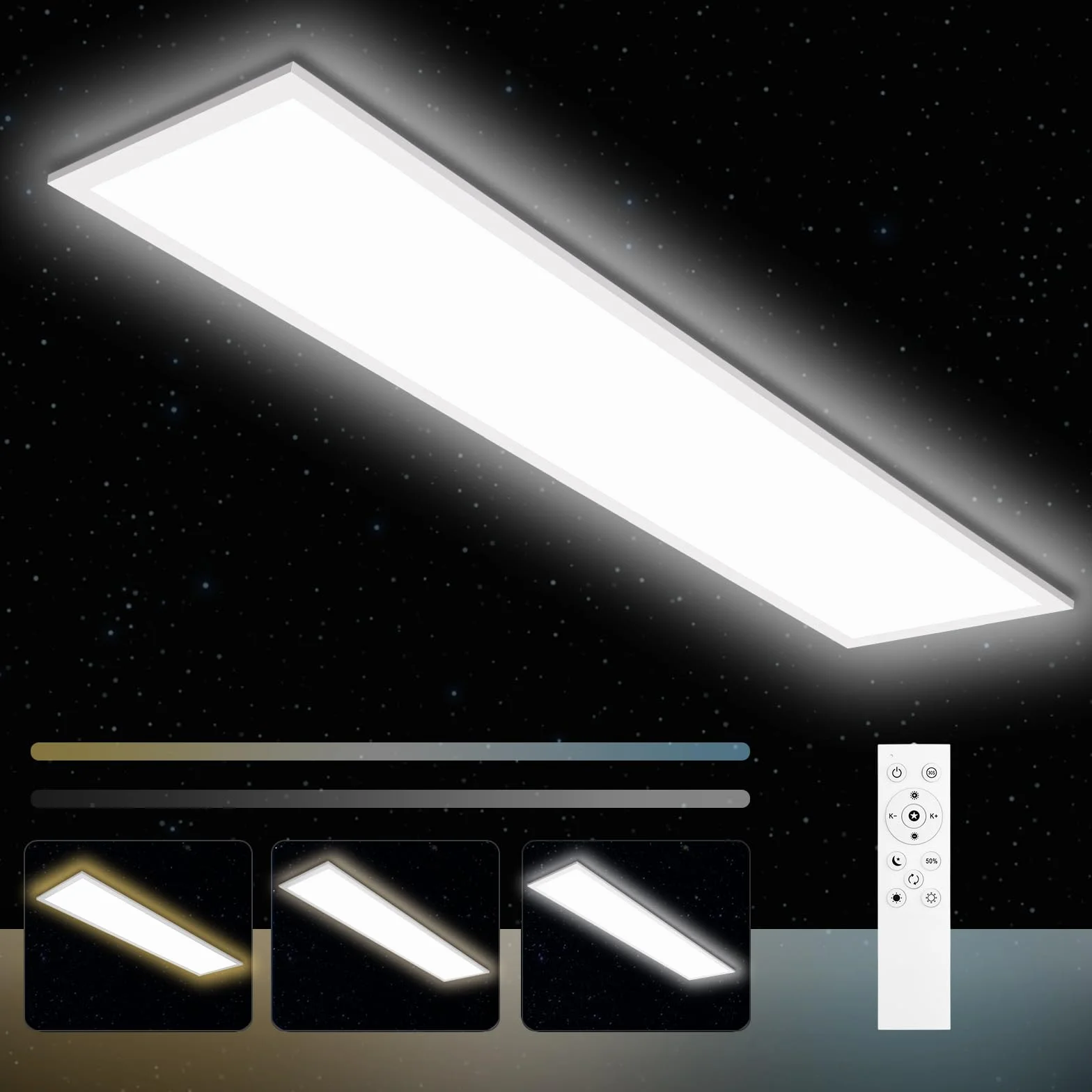 Oraymin Lampa sufitowa LED panel 100x25 cm 30W 3300 lm CCT ściemniana 3000-6500 K