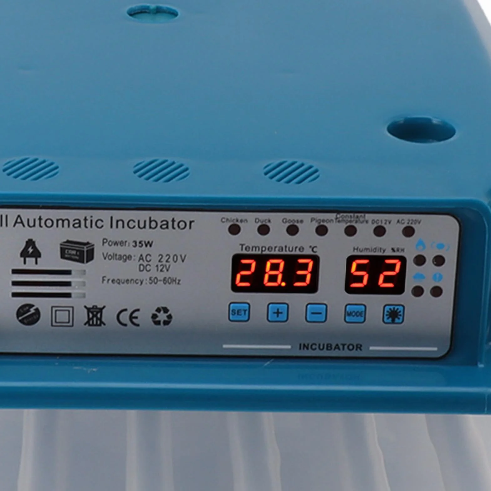36 Inkubator do Jaj ABS Cyfrowa Maszyna do Wylęgu Drobiu z automatyczną kontrolą Temperatury Podwójny System Elektryczny dla Kurczaków Kaczka Gęsia Niebieska (Wtyczka UE