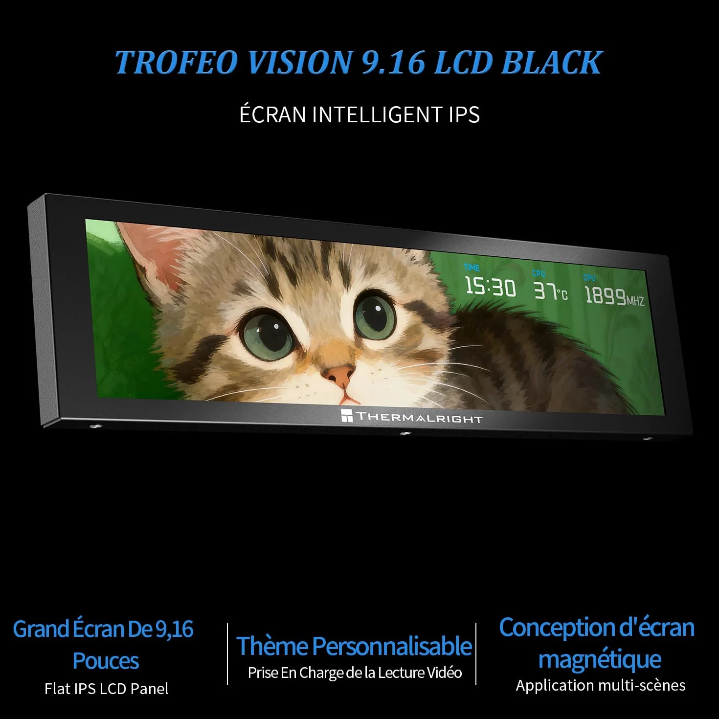 Thermalright Trofeo Vision 9.16 LCD Black 9,16-calowy ekran magnetyczny IPS 1920x480