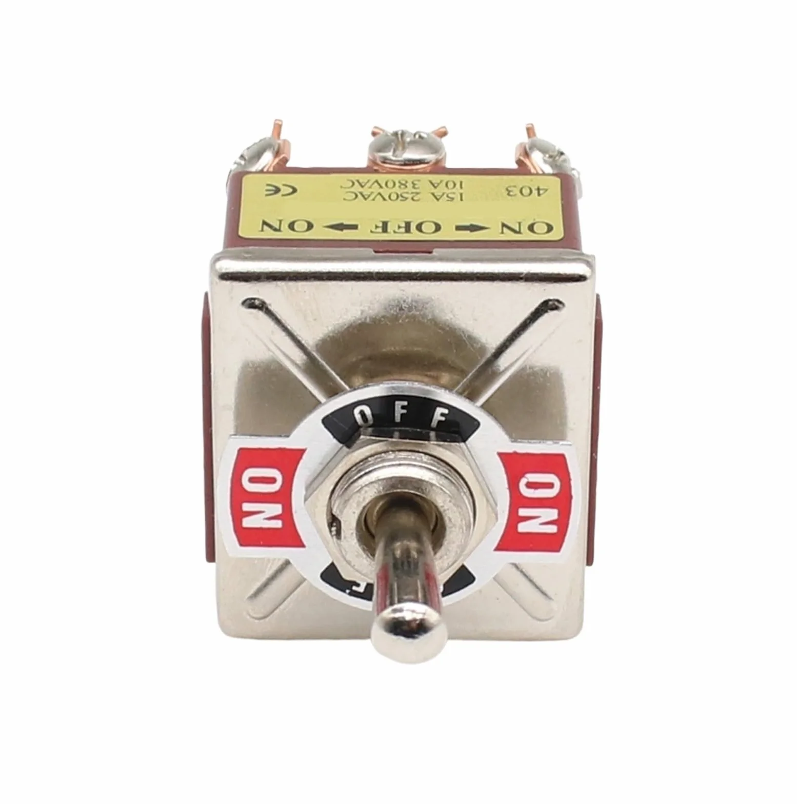 E-TEN 403 przełącznik przyciskowy kołyskowy 12-pinowy ON-OFF-ON srebrny styk miedziany 12mm 250V 15A