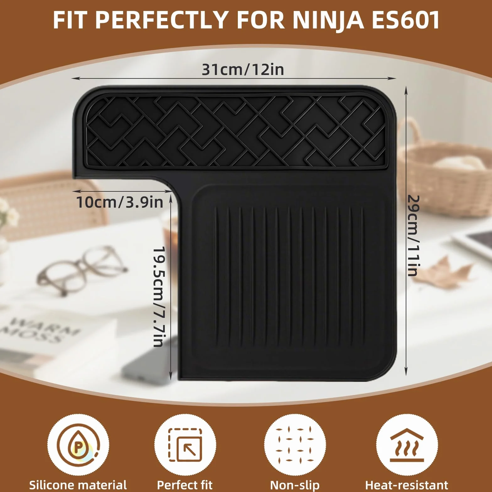 Silikonowa mata do ekspresu do kawy Kitnelw do Ninja Luxe ES601 Antypoślizgowa Żaroodporna Wodoodporna