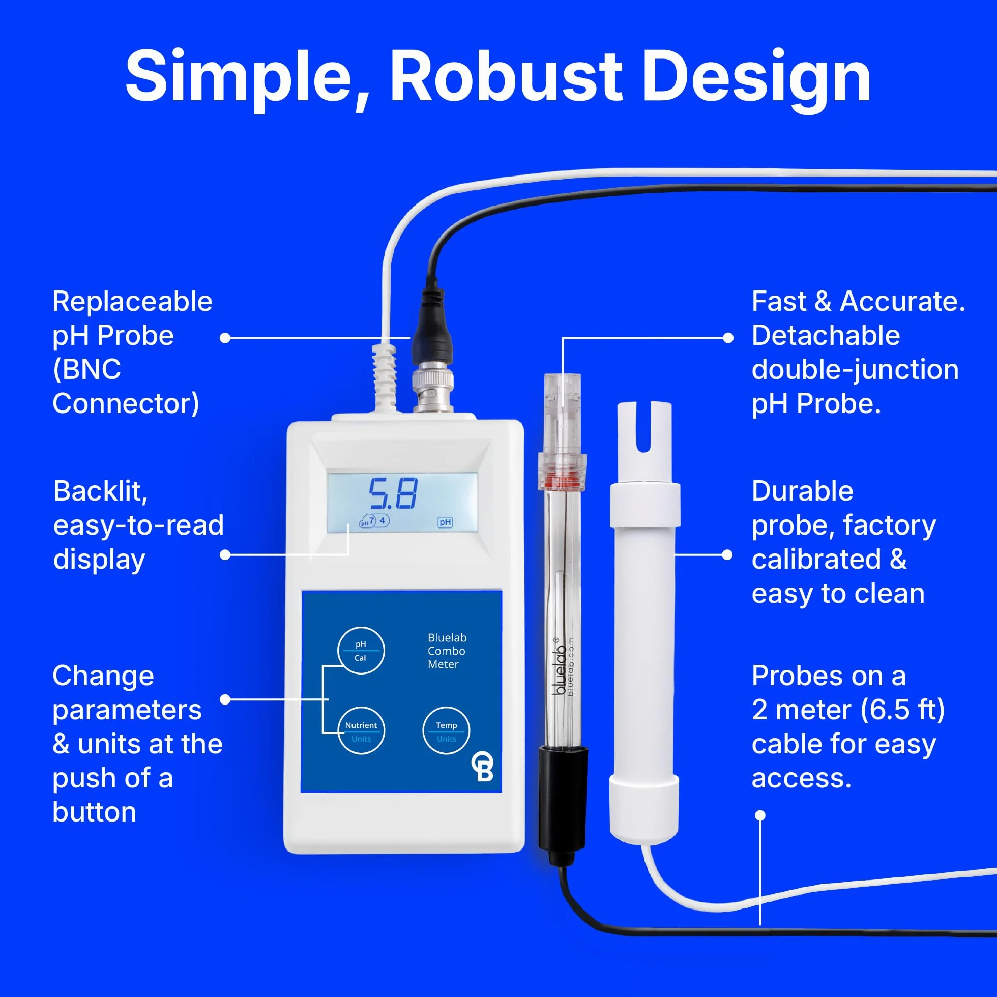 Bluelab Combo Meter System Testujący Gospodarstwa Domowego, Wielokolorowy, 14.48 x 7.62 x 3.78 cm