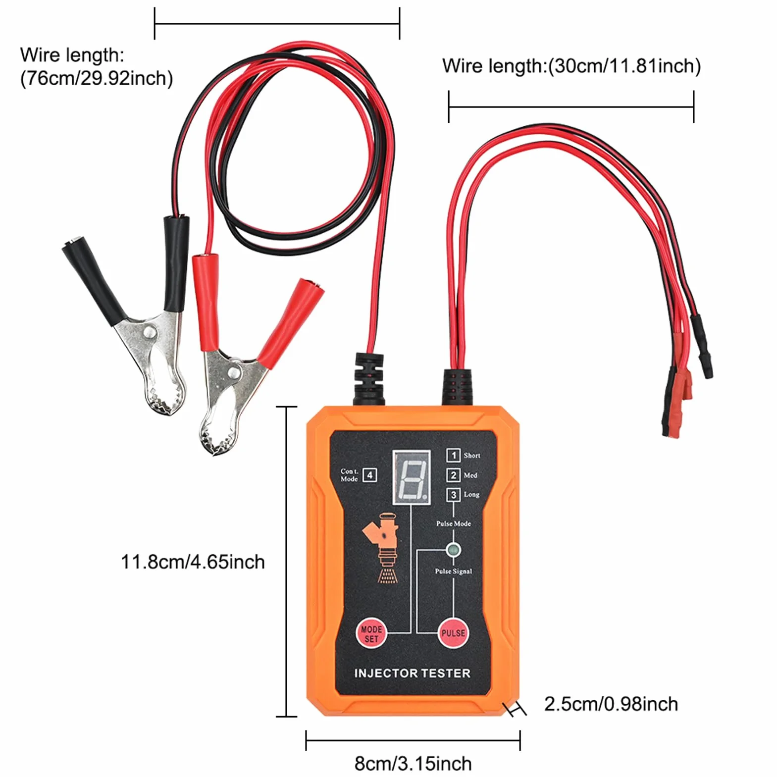 Tester i Czyszczenie Wtryskiwaczy Paliwa, 8 Trybów Impulsów, 2 Zaciski, LCD, Ochrona Zwarcia, 4 Adaptery, 12V EFI GDI Benzynowe