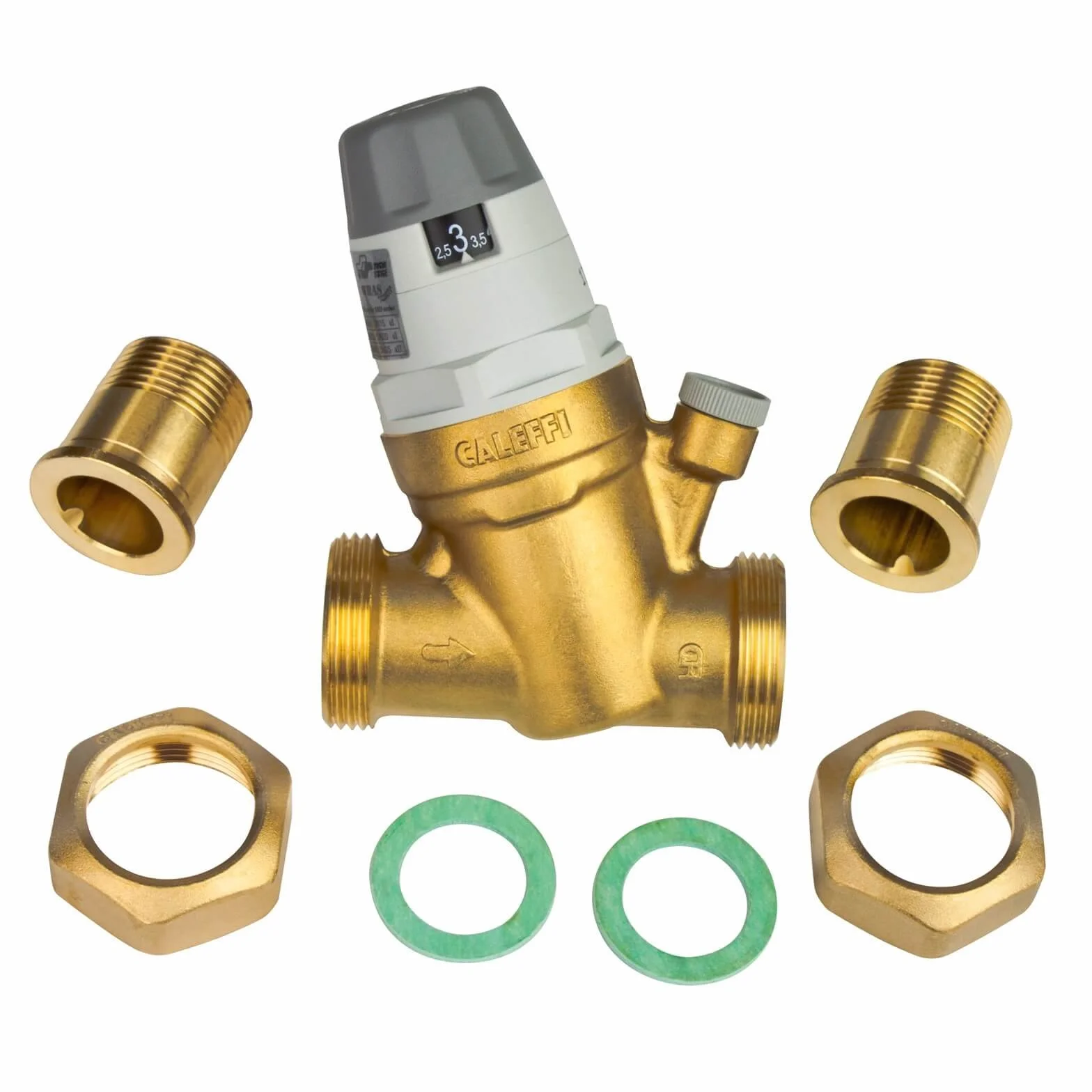 Caleffi Reduktor ciśnienia wody 3/4 cala DN20 reduktor ciśnienia wody z wymiennym wkładem i manometrem, zawór redukcyjny ciśnienia, regulator ciśnienia 535051