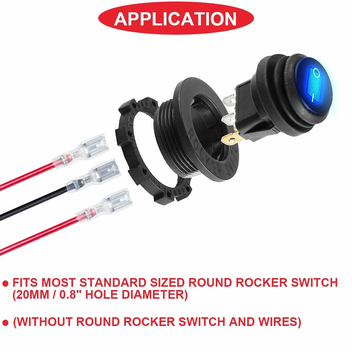 5 szt. 20 mm / 0,8 cala czarny okrągły przełącznik kołyskowy panel montażowy wodoodporna pyłoszczelna plastikowa nasadka do przełącznika kołyskowego Marine Automotive RV Car Truck