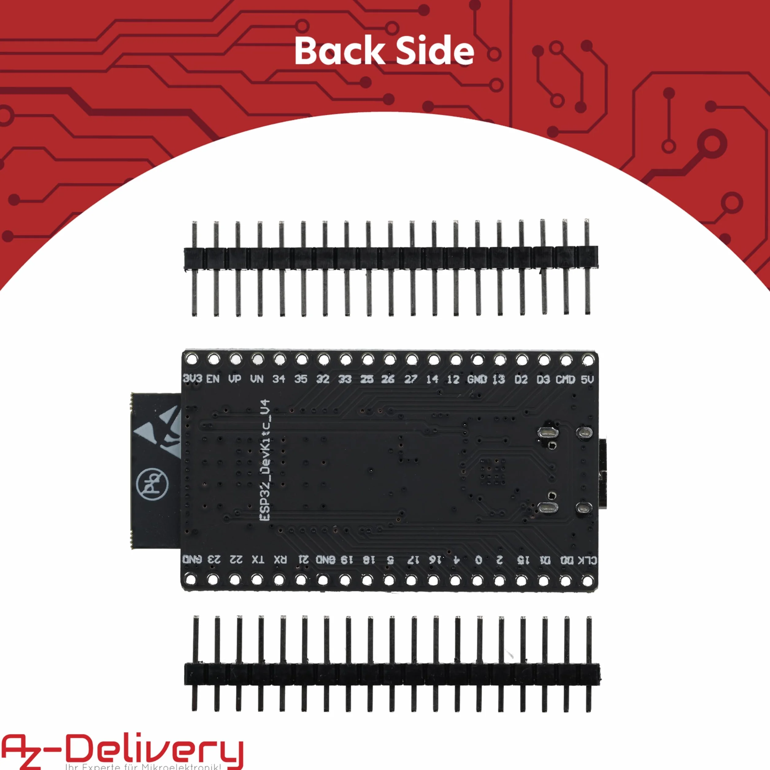 AZDelivery 1 x ESP32 Board Dev Kit C V4 NodeMCU WLAN WiFi Development Board nielutowana z gniazdem USB-C, kompatybilna z Arduino, w zestawie eBook (moduł następczy ESP32 Dev Kit C)