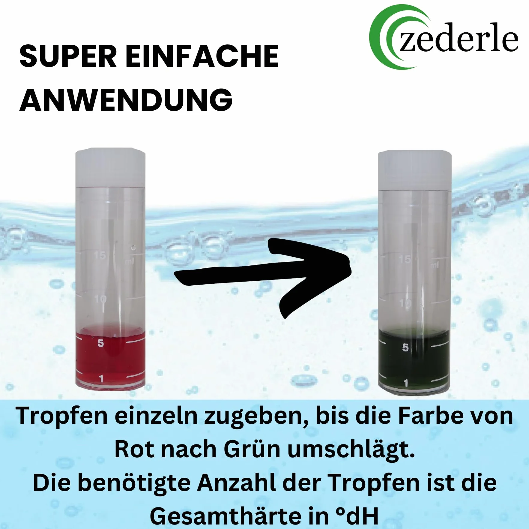 Zederle Zestaw do testowania twardości wody 30 ml 40-500 pomiarów Made in Germany