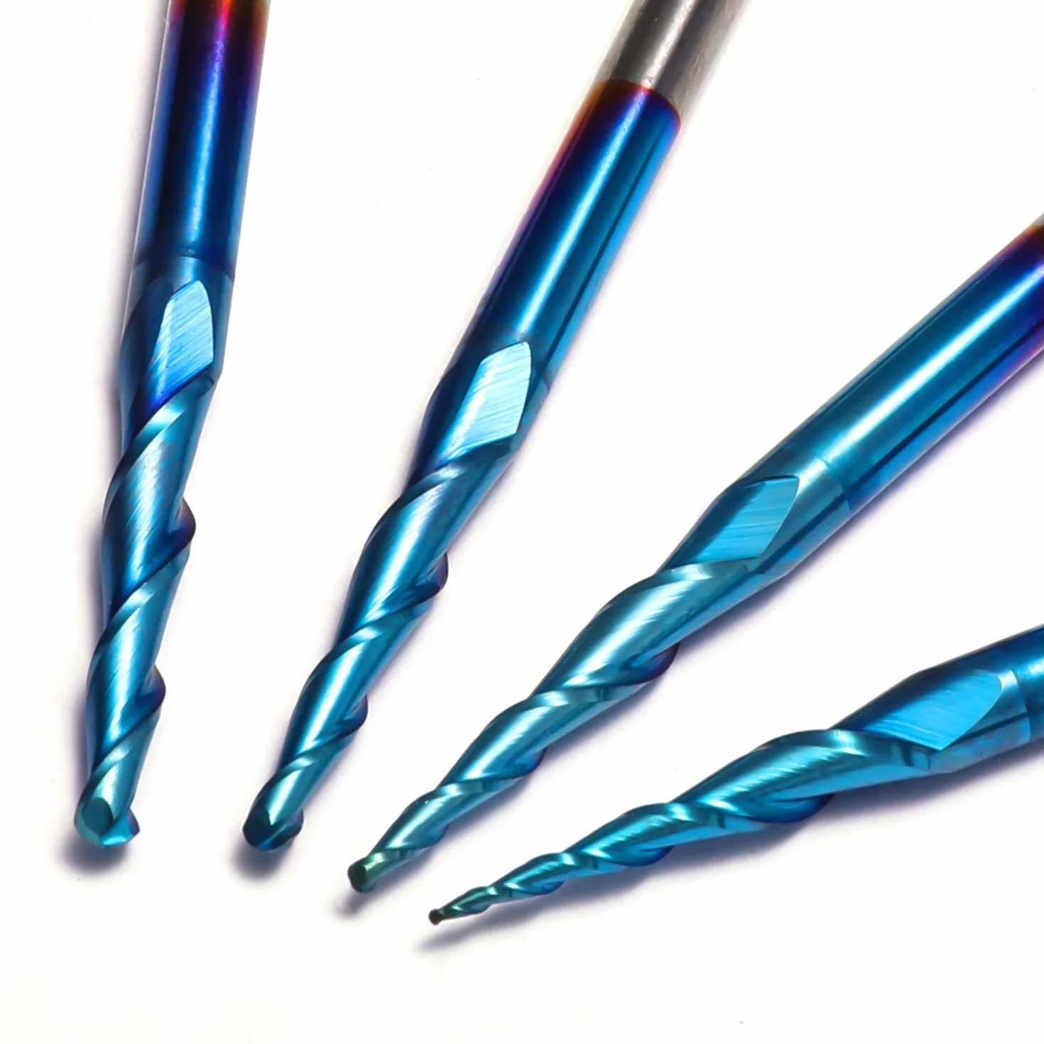 Genmitsu Frezy stożkowe z końcówką kulową z węglika wolframu, frez z nano-niebieskim płaszczem, R0.25-1.0, chwyt 1/8", TB04A 4 szt