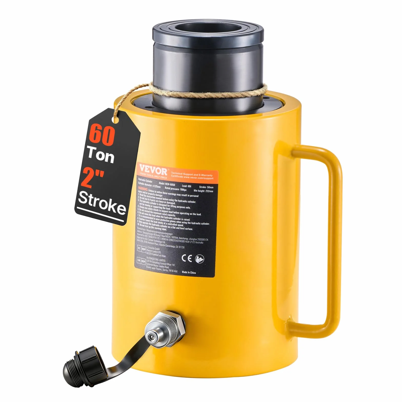 VEVOR 60T 2-calowy hydrauliczny siłownik podnośnikowy 50 mm