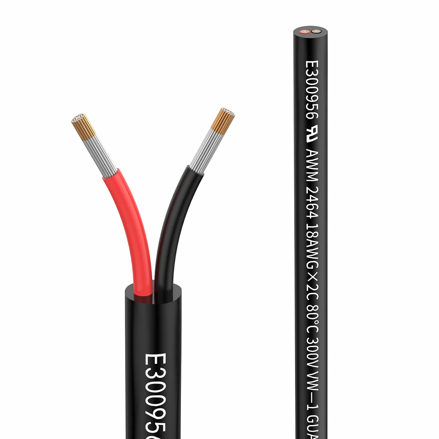 Przewód 18 AWG 2 × 0,75 mm²; 5 Metros; 2-żyłowy kabel przedłużający UL2464. Napięcie 5V/12V/24V/300V; beztlenowy wielożyłowy drut miedziany.