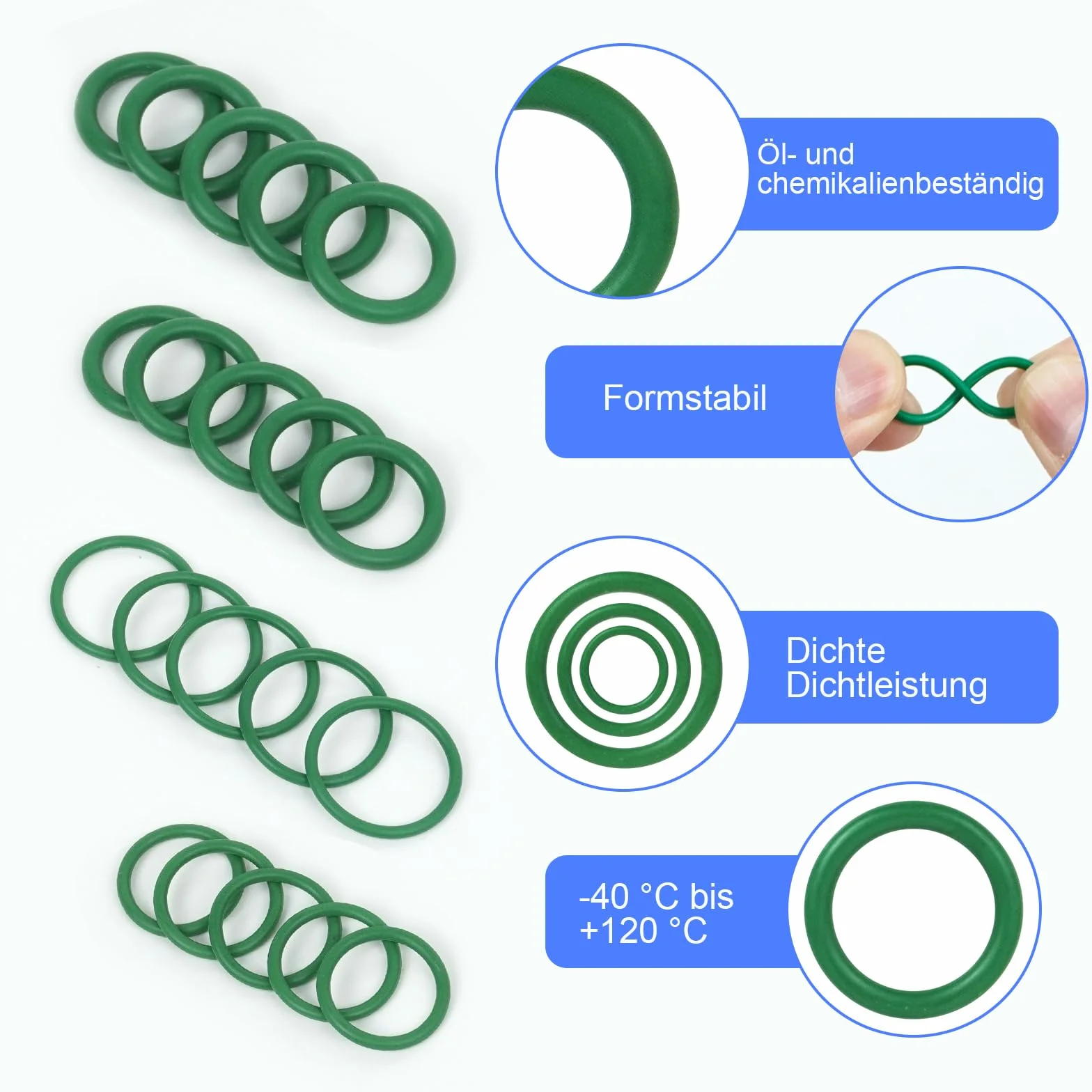 595PCS Zestaw Gumowych O-Ringów, 36 Rozmiarów Uszczelek O-ring, Pierścieni Uszczelniających Ø 3mm-22mm, NBR Pierścienie Uszczelniające do Kranu, Myjki Ciśnieniowej, Naprawy Hydraulicznej i Samochodu