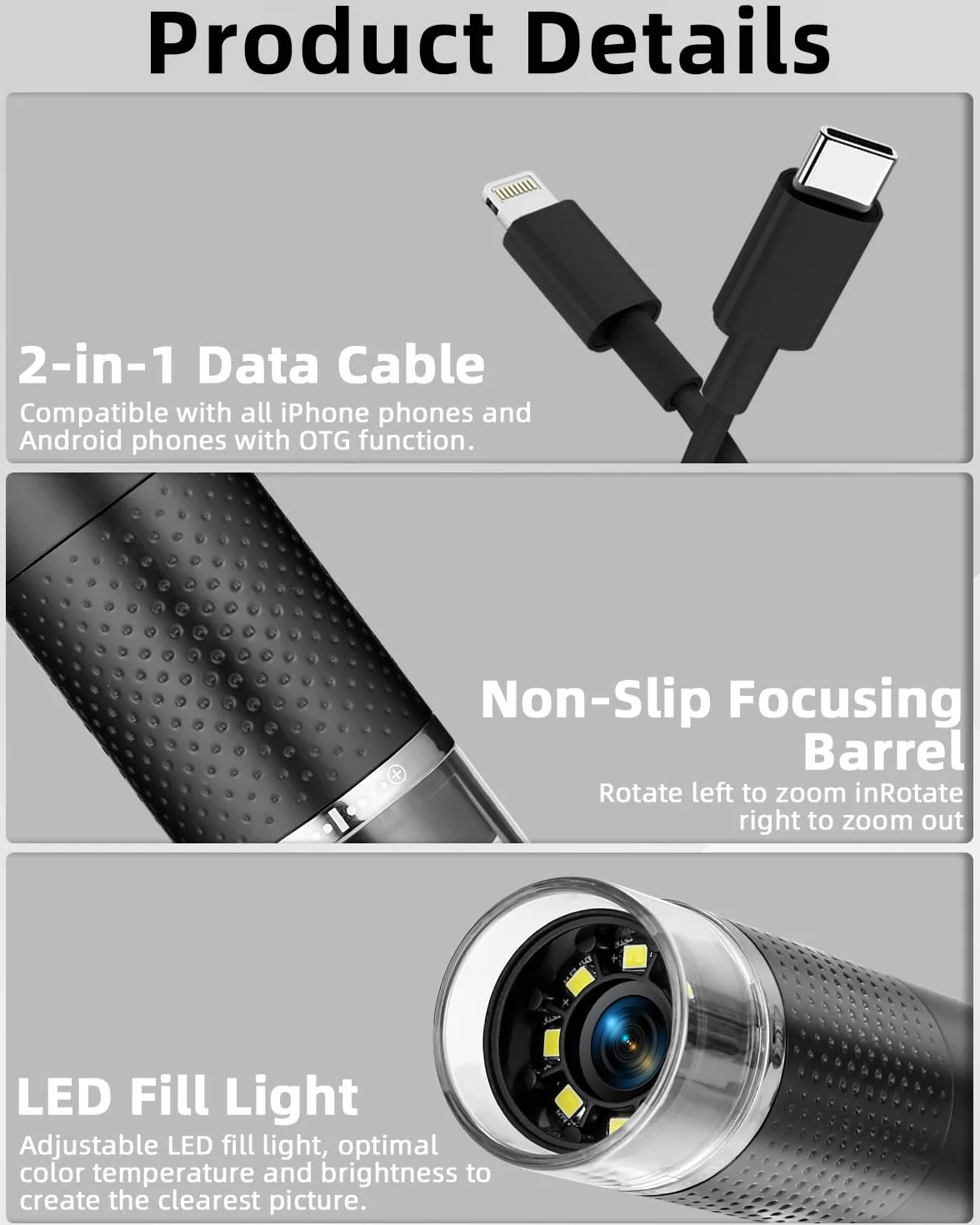 Mikroskop USB 1080p HD 10-200x Cyfrowy Przenośny z Regulacją LED dla Dorosłych i Dzieci