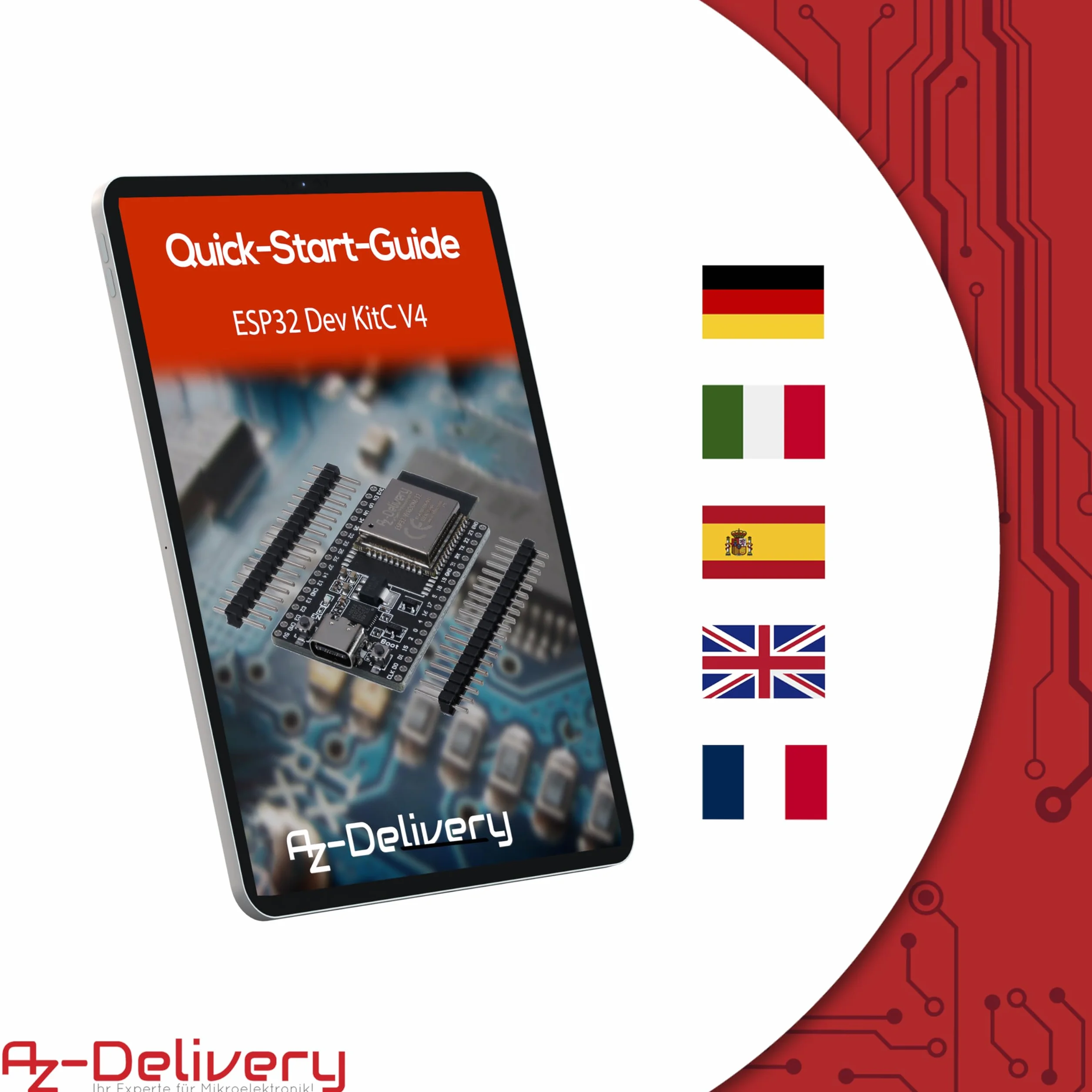 AZDelivery 1 x ESP32 Board Dev Kit C V4 NodeMCU WLAN WiFi Development Board nielutowana z gniazdem USB-C, kompatybilna z Arduino, w zestawie eBook (moduł następczy ESP32 Dev Kit C)