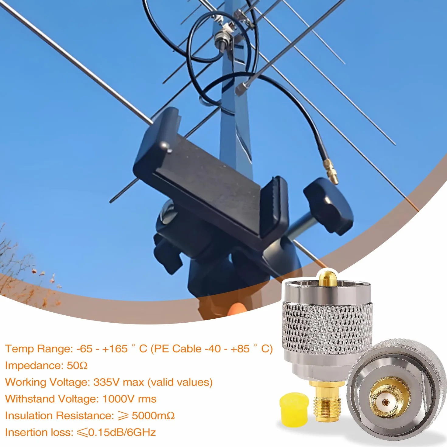 2 Sztuk Miedź UHF do SMA Adapter, UHF PL259 Męskie do SMA Żeńskie Złącze, do Anteny Radioamatorskiej, Anteny FPV
