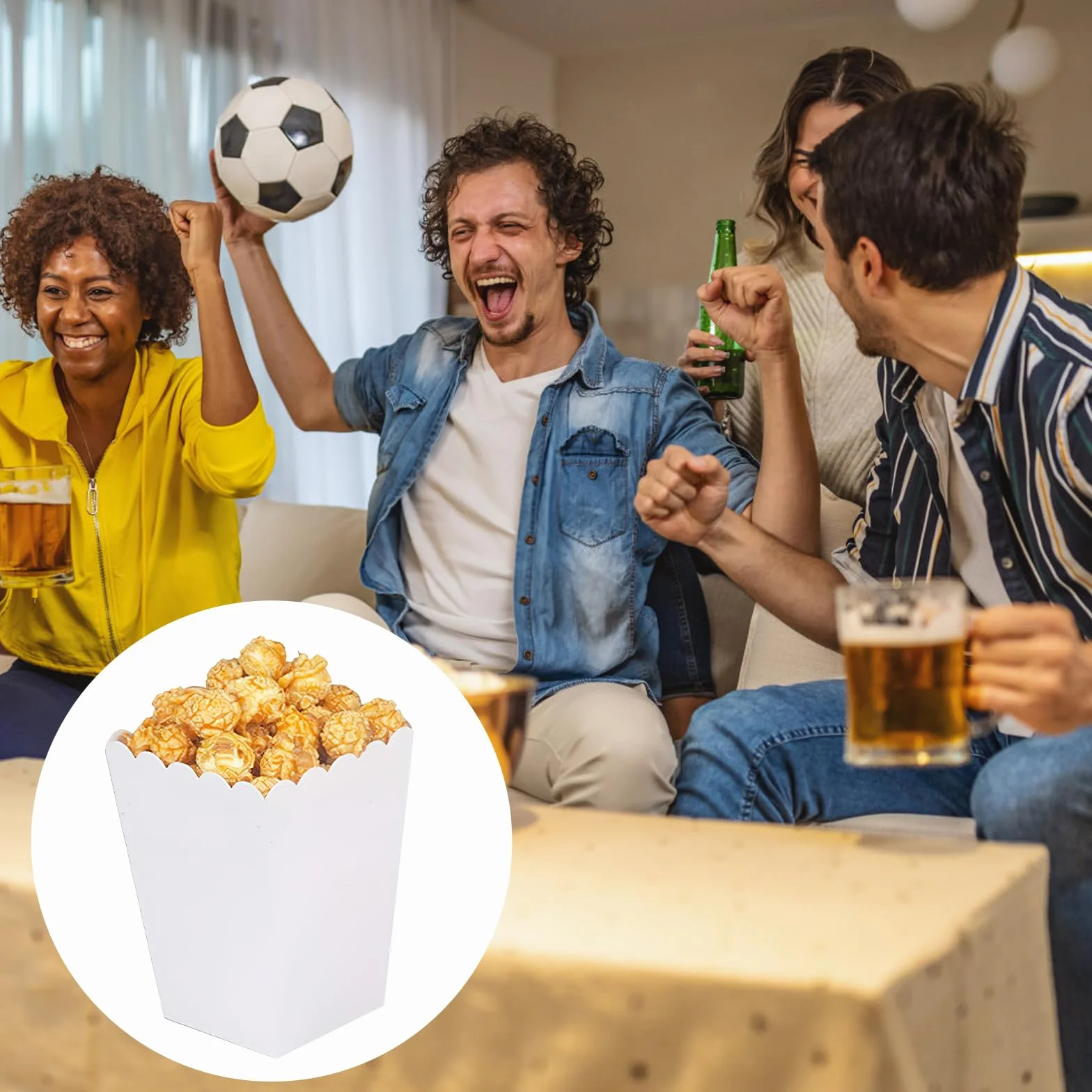 50 sztuk pudełek na popcorn, małe białe pudełka na popcorn, pojemniki na popcorn, torebki na popcorn, cukierki, do przechowywania przekąsek, popcornu i słodyczy w teatrach, kinach i karnawale