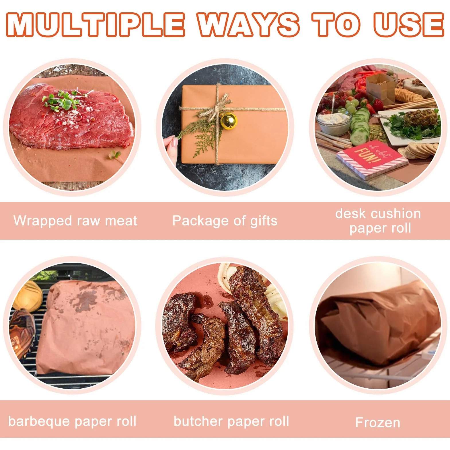 Pink Butcher Paper BBQ Papier Kraft 30 cm x 15 m Papier Rzeźniczy