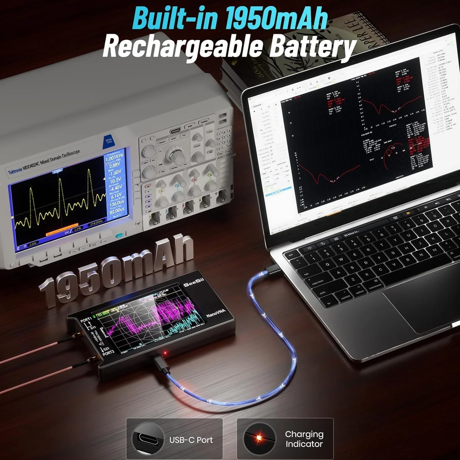 Seesii NanoVNA-H4 Wektorowy Analizator Sieci 4 Calowy 9 kHz-1,5 GHz HF VHF UHF Ekran Dotykowy