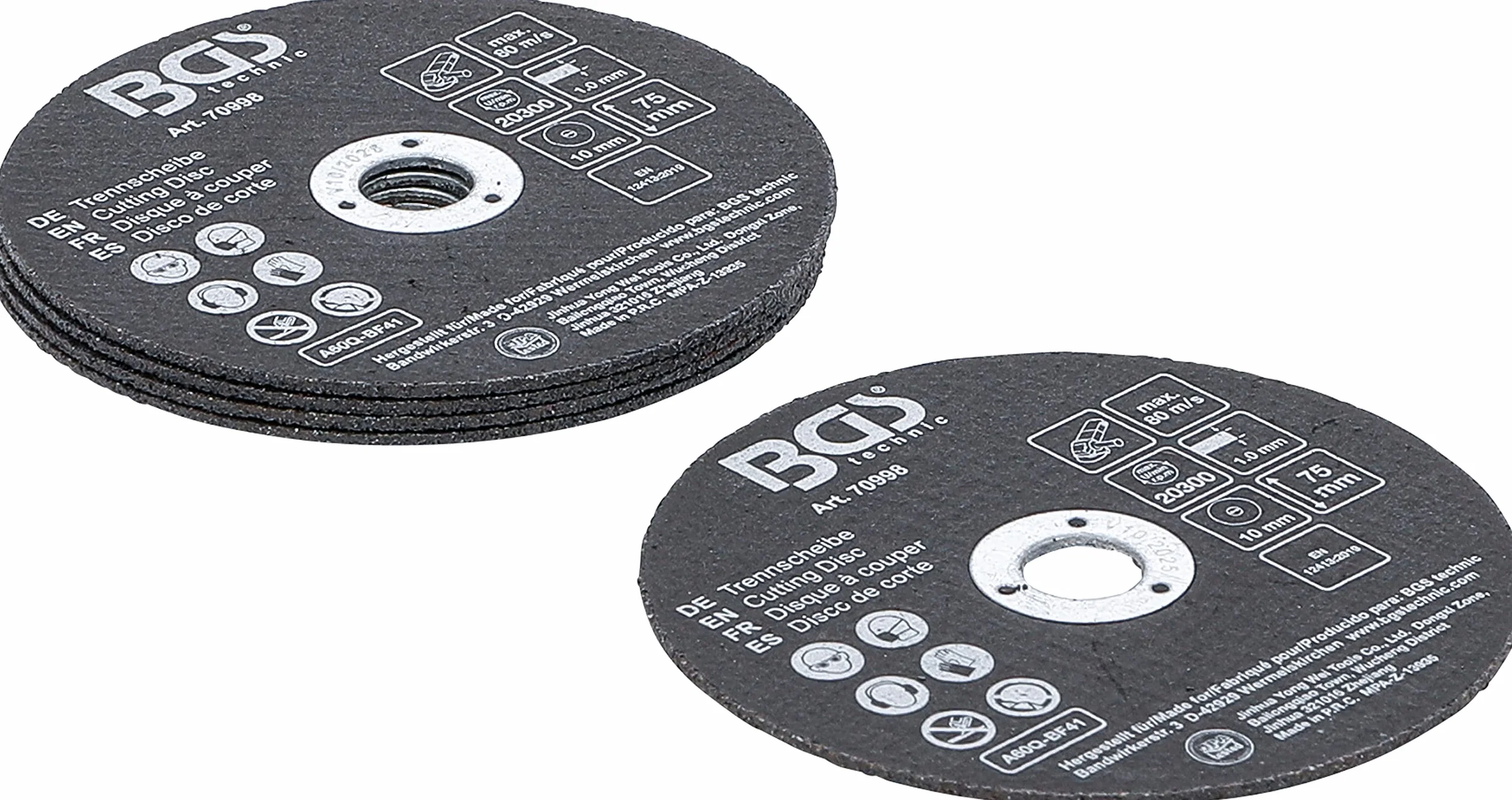 BGS 70998 | Zestaw tarcz tnących | do stali szlachetnej | Ø 75 x 1,0 x 10 mm | 5 szt.