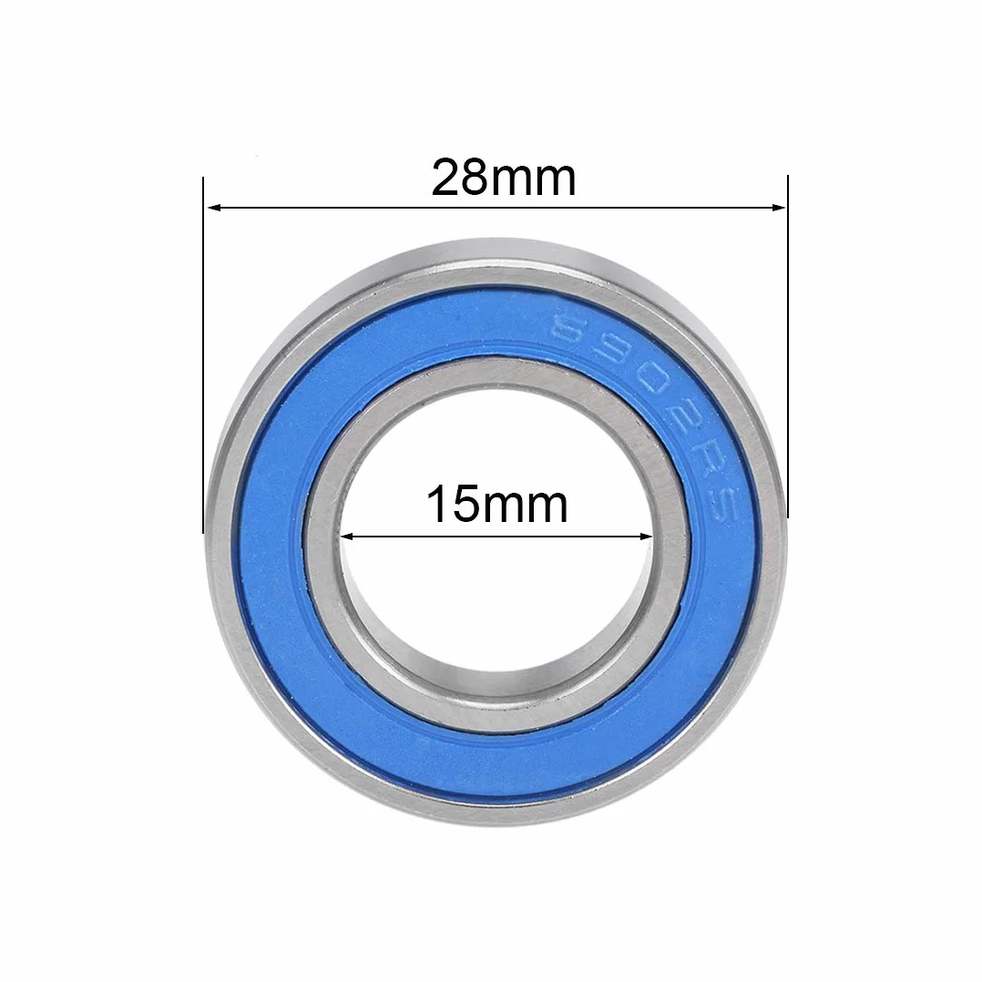 sourcing map 6902-2RS Łożyska kulkowe z głębokim gardłem 15mm x 28mm x 7mm podwójnie uszczelniona chromowana stal niebieska pokrywa P6(ABEC3) 2 szt