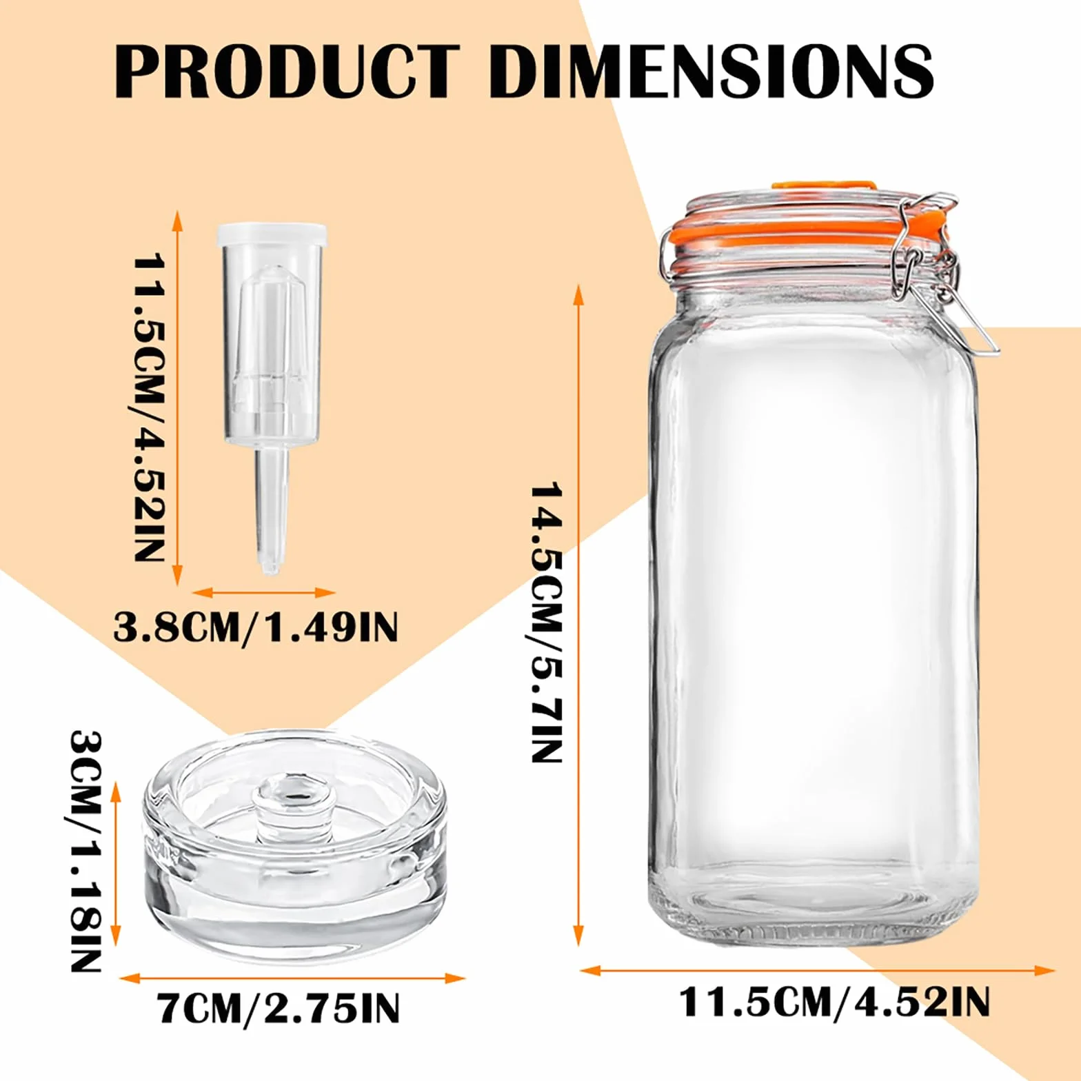 Słoiki do fermentacji 2 l z zaworem i wagą, zestaw do kimchi, zakwasu, kapusty