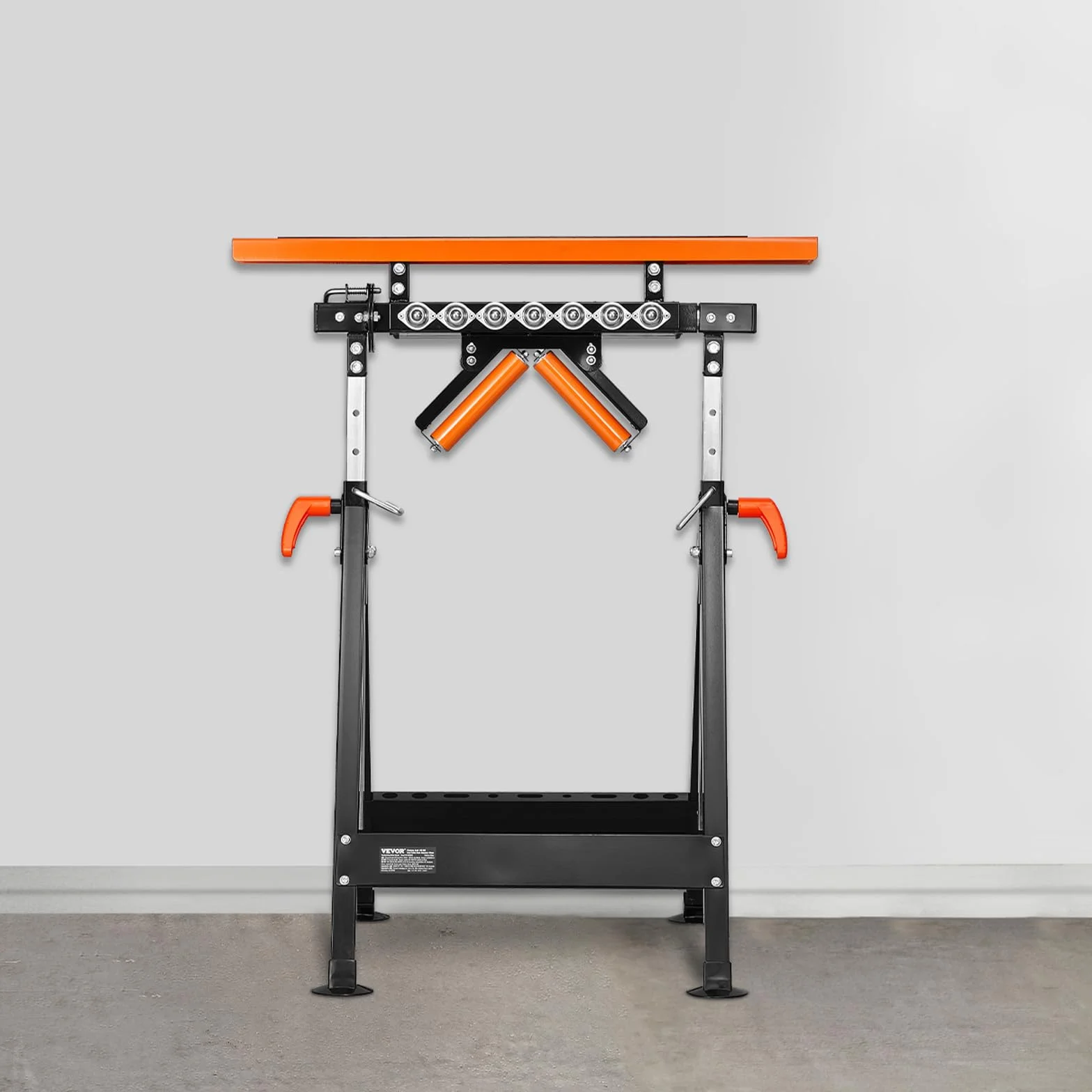 VEVOR Stojak na kółkach 4 w 1, 200 kg, stojak rolkowy 84-127 cm, z regulacją wysokości, stojak roboczy z zębatką i polerowaną, wielokierunkową głowicą rolki, do wylewki piły stołowej, podpórka