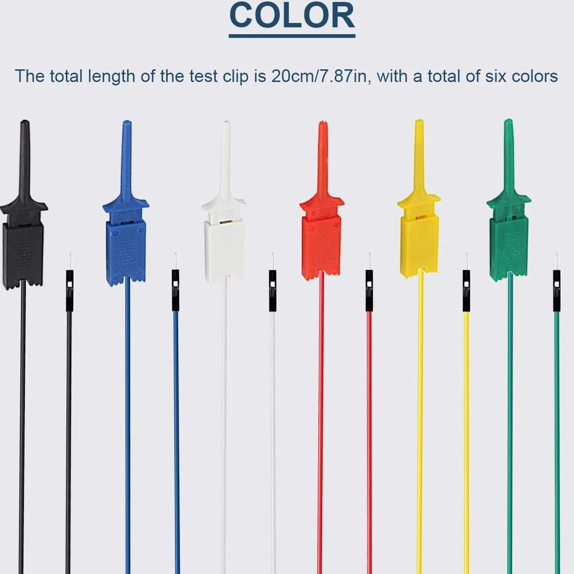 12PCS Test Hook Clip z głowicami męskimi Dupont (6PCS Test Hook i 6PCS Test Clip) do testowania elektrycznego 6 kolorów 20cm