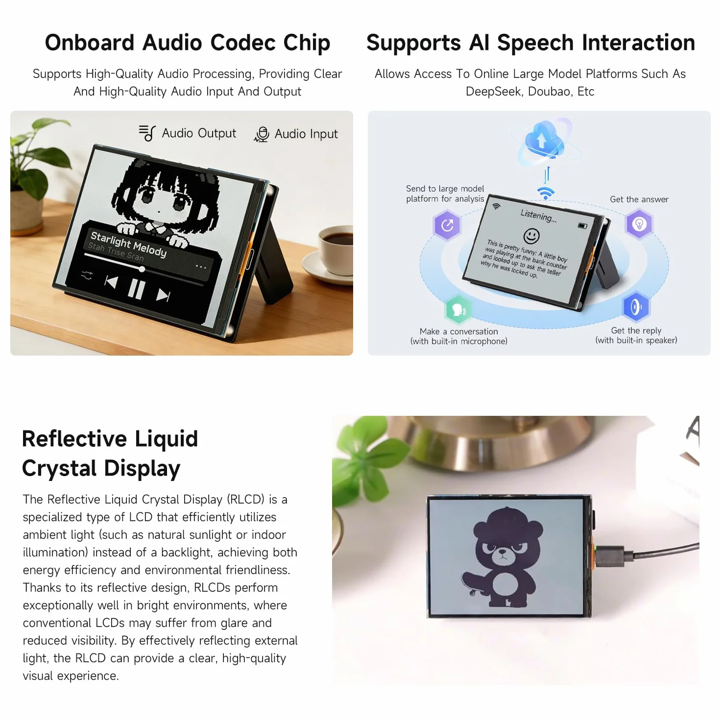 Waveshare ESP32-S3 4.2inch RLCD Development Board 300x400 Resolution Wi-Fi BLE AI Voice Interaction