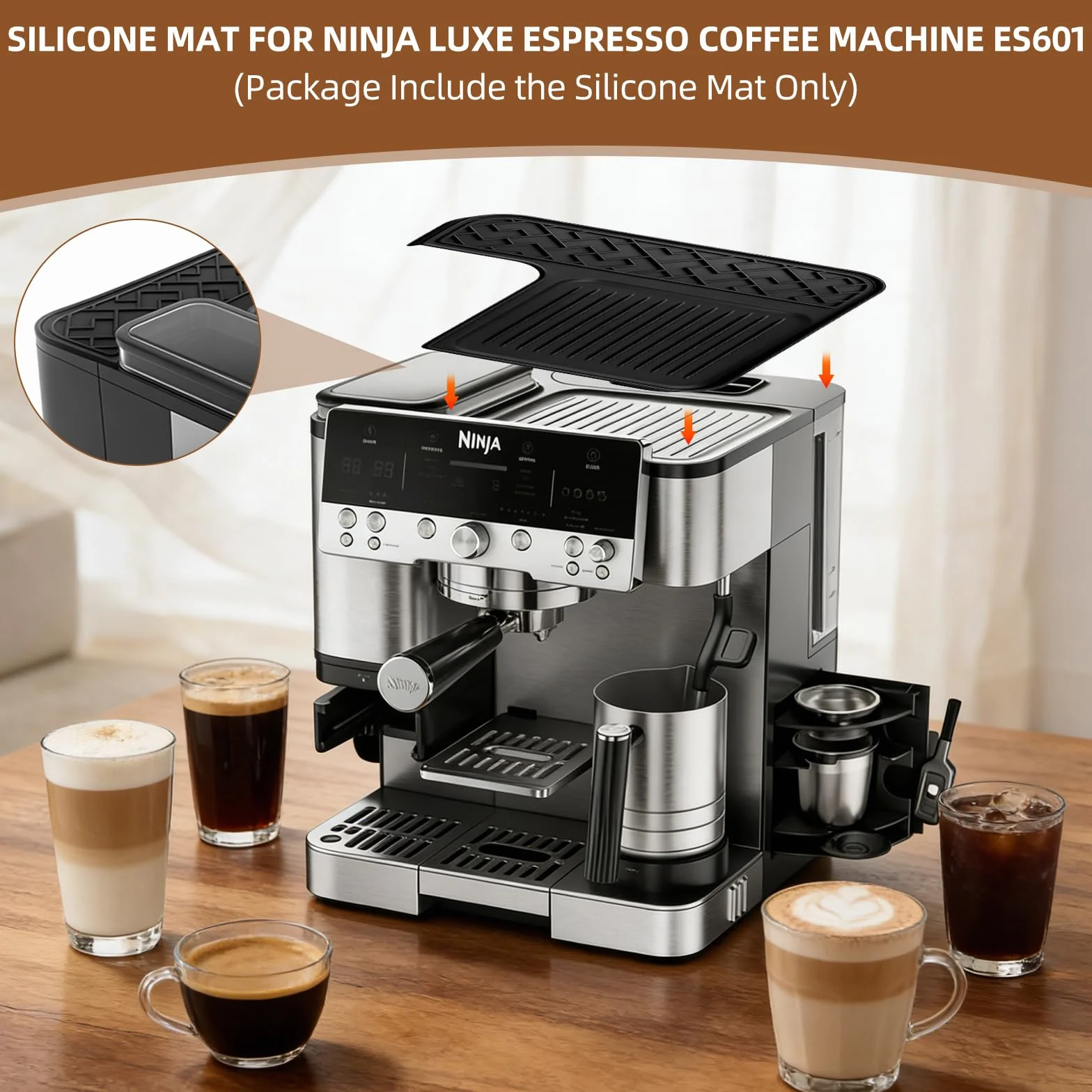 Silikonowa mata do ekspresu do kawy Kitnelw do Ninja Luxe ES601 Antypoślizgowa Żaroodporna Wodoodporna