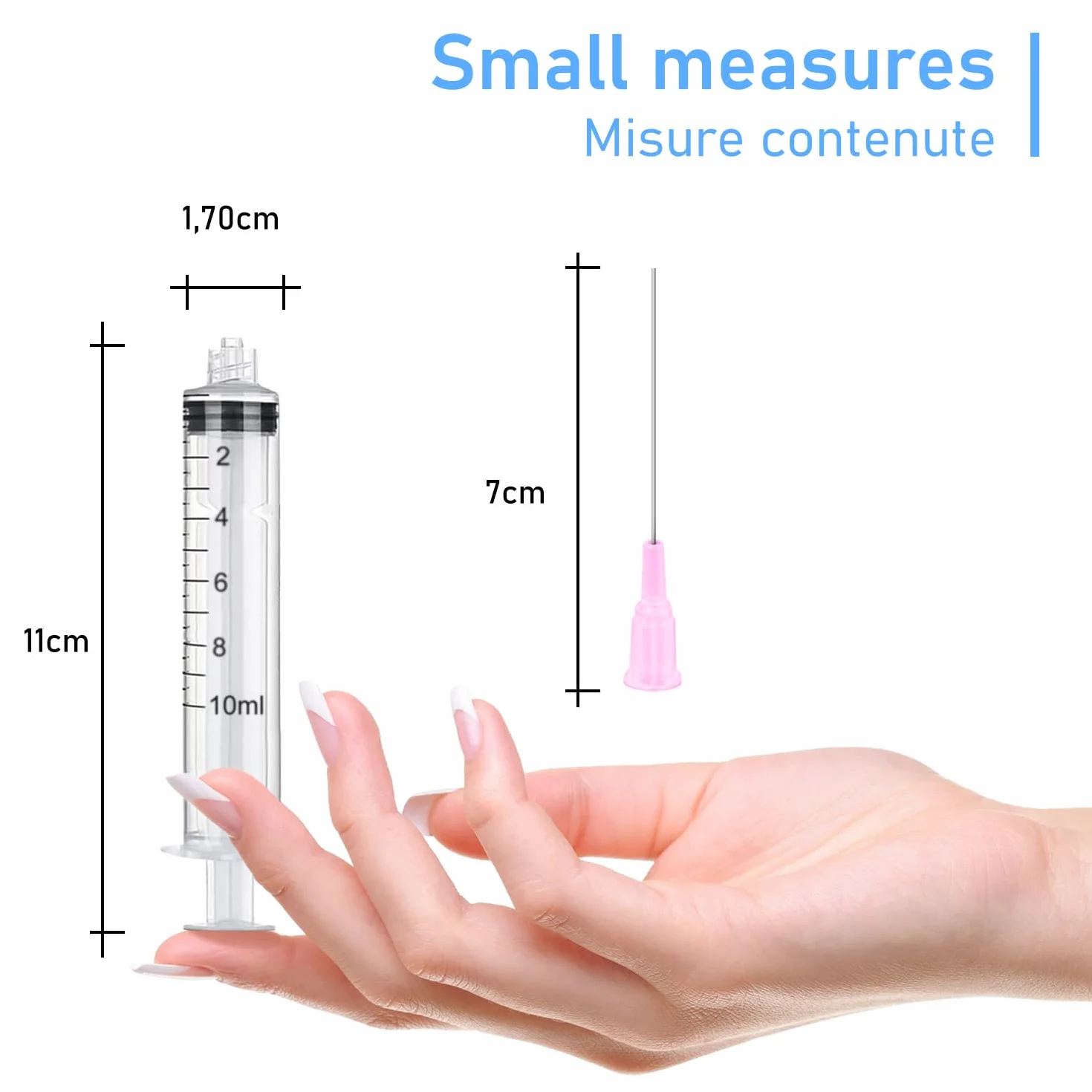 Plastikowa strzykawka 10 ml, końcówka Luer Lock, 3 szt. plastikowych strzykawek, igły 7 cm, do laboratoriów naukowych, wkład atramentowy do drukarki, dla zwierząt domowych, ogrodnictwa itp
