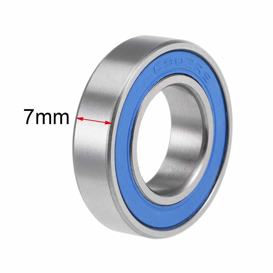 sourcing map 6902-2RS Łożyska kulkowe z głębokim gardłem 15mm x 28mm x 7mm podwójnie uszczelniona chromowana stal niebieska pokrywa P6(ABEC3) 2 szt