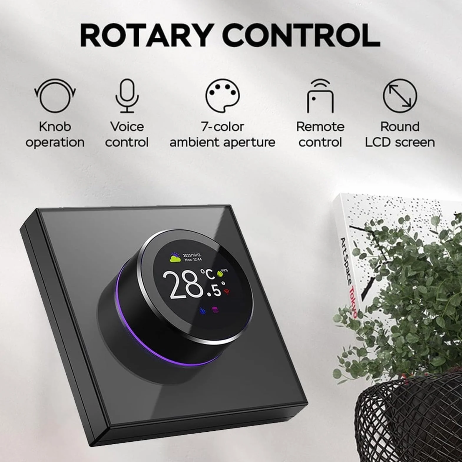 Smart Knob Termostat, Dwukierunkowe Obrotowe Efekty światła Ogniska, Kontrola Głosu Aplikacji Tuya, Zakres Temperatury 5-35 ° C