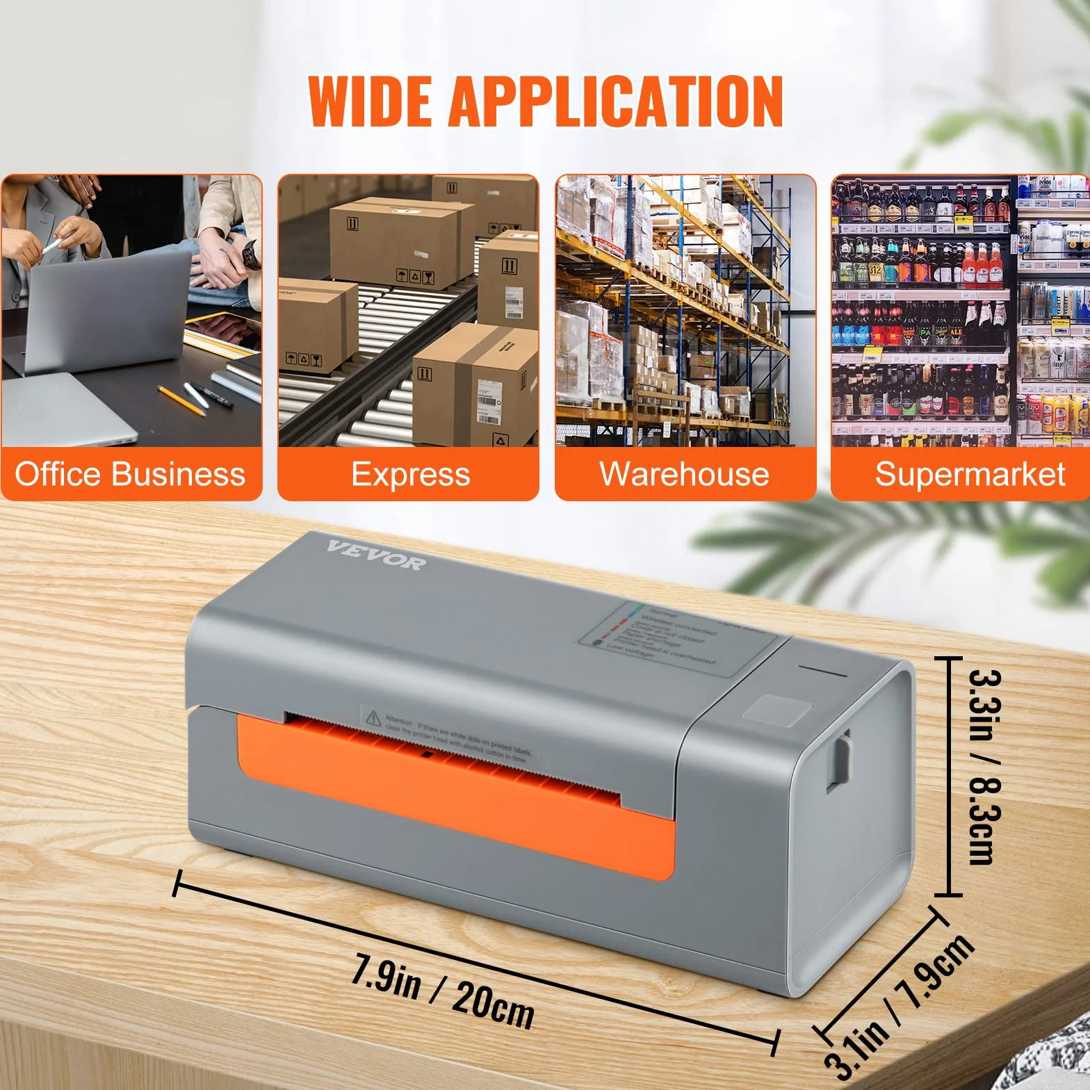 VEVOR Thermal Label Printer 203DPI 4x6 USB 150 mm/s bezpośrednia termiczna drukarka etykiet szara