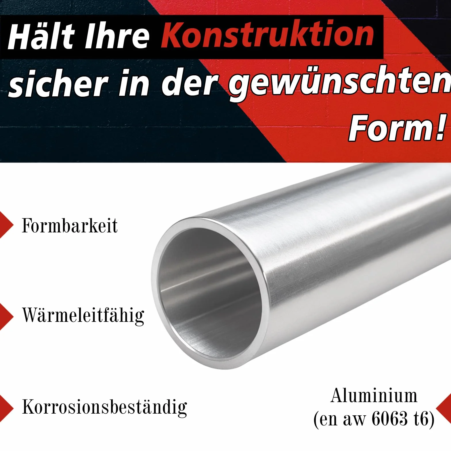 PRIOstahl Rura aluminiowa okrągła rura rura aluminiowa profil - 1 sztuka średnica rury: 20 mm grubość ścianki: 2 mm długość: 2000 mm bez spoiny do kreatywnego budownictwa masywne i wytrzymałe z