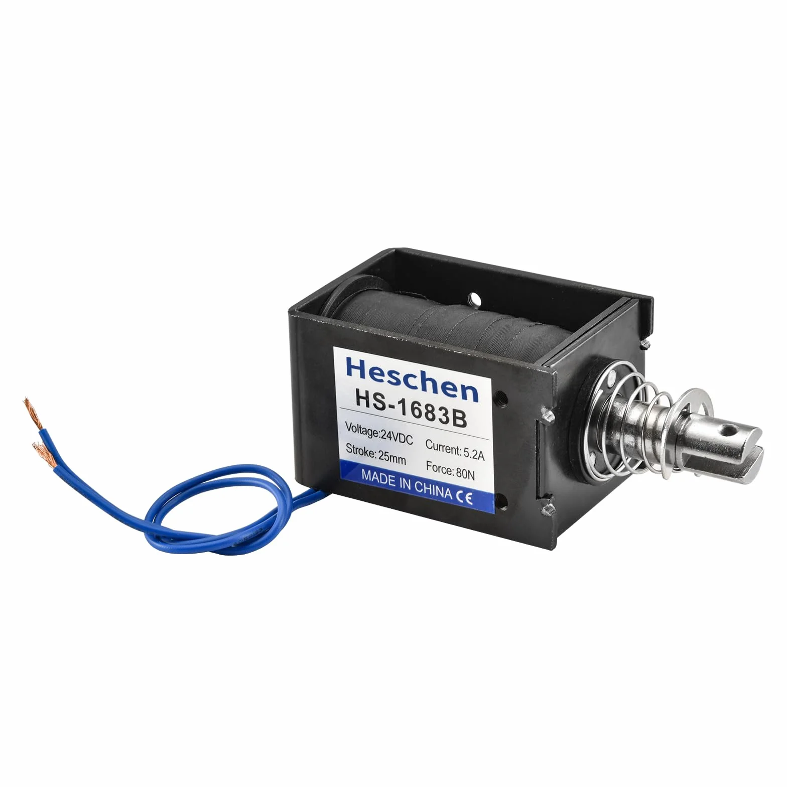Heschen Elektromagnes HS-1683B DC24V 5,2A skok 25 mm siła 80N Push Pull