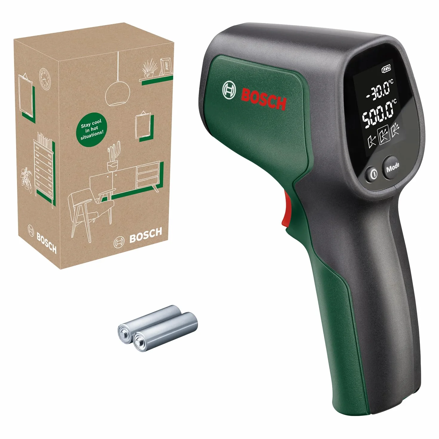 Bosch Termo-detektor UniversalTemp (-30°C do 500°C, łatwy i precyzyjny pomiar, 3 wstępnie zdefiniowane grupy materiałów, opakowanie kartonowe E-Commerce)